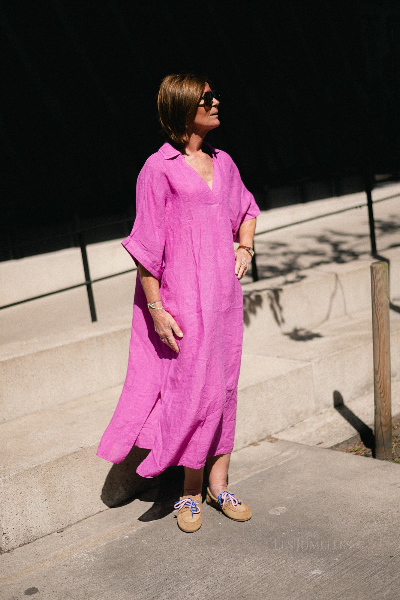 Isabeau linen maxi dress orchid