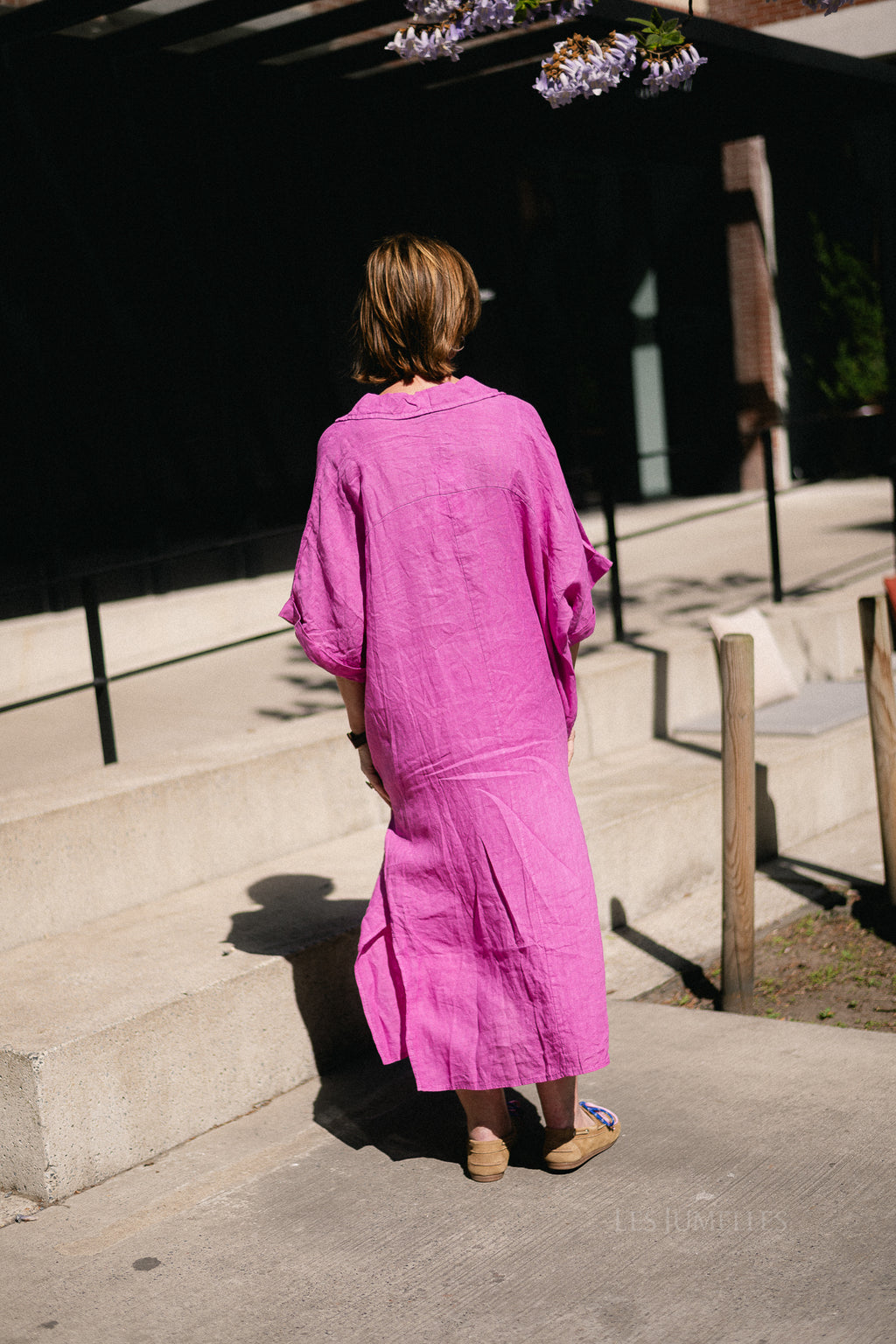 Isabeau linen maxi dress orchid