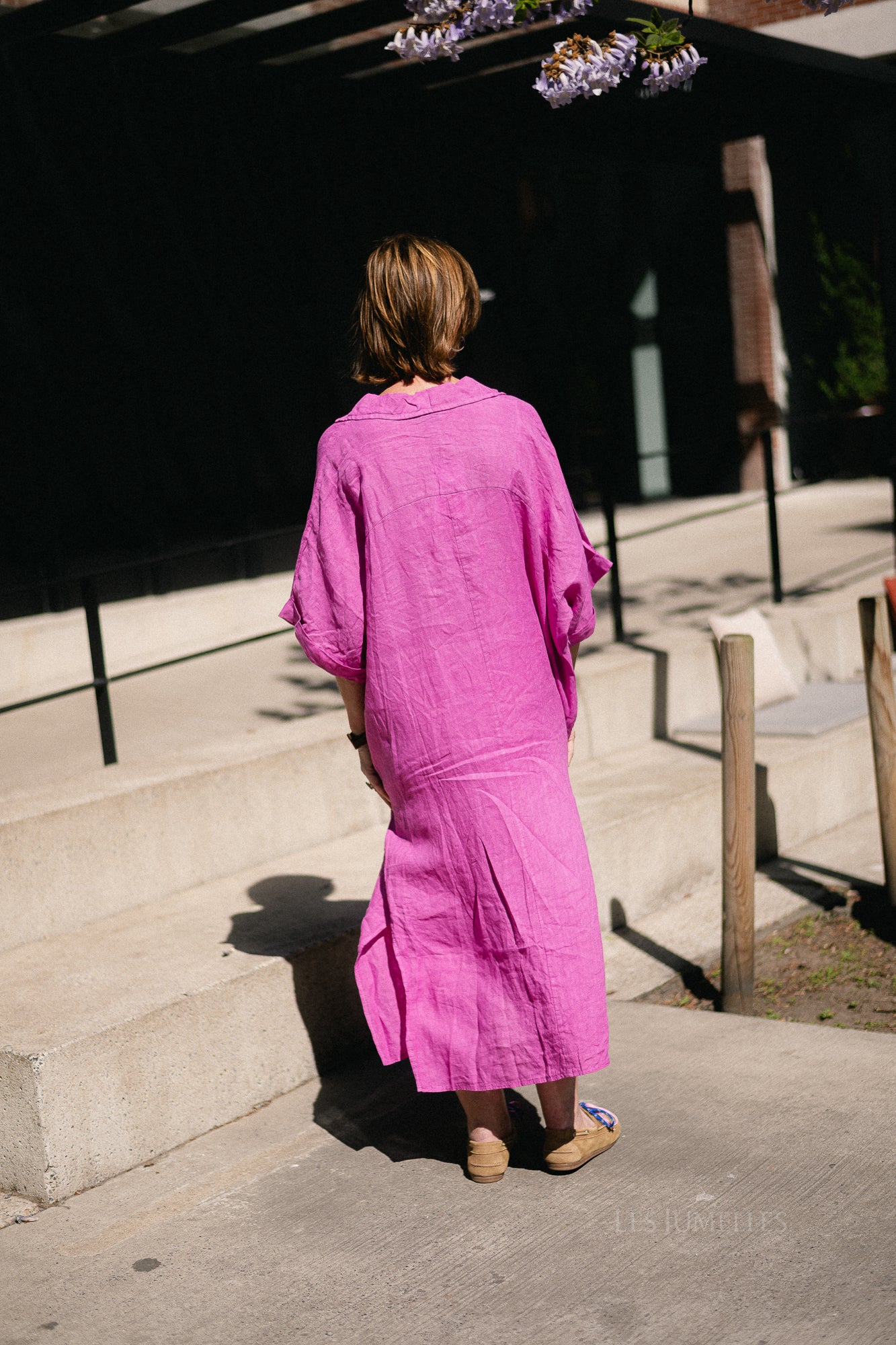 Isabeau linen maxi dress orchid