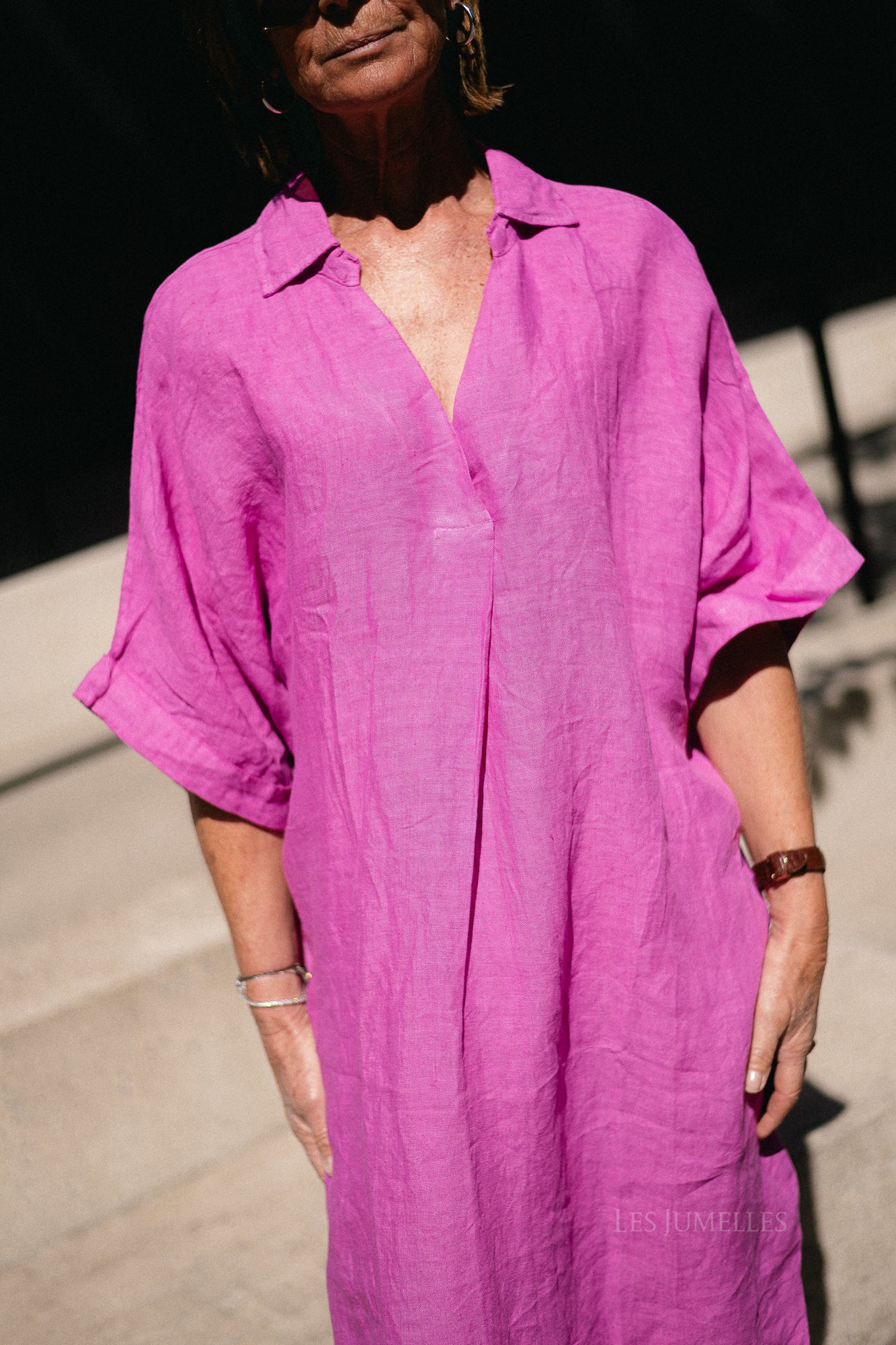Isabeau linen maxi dress orchid