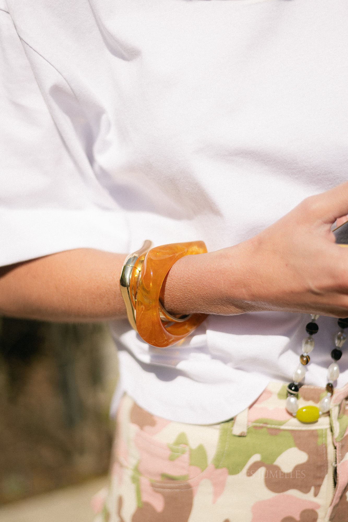 Resin bangle bracelet camel