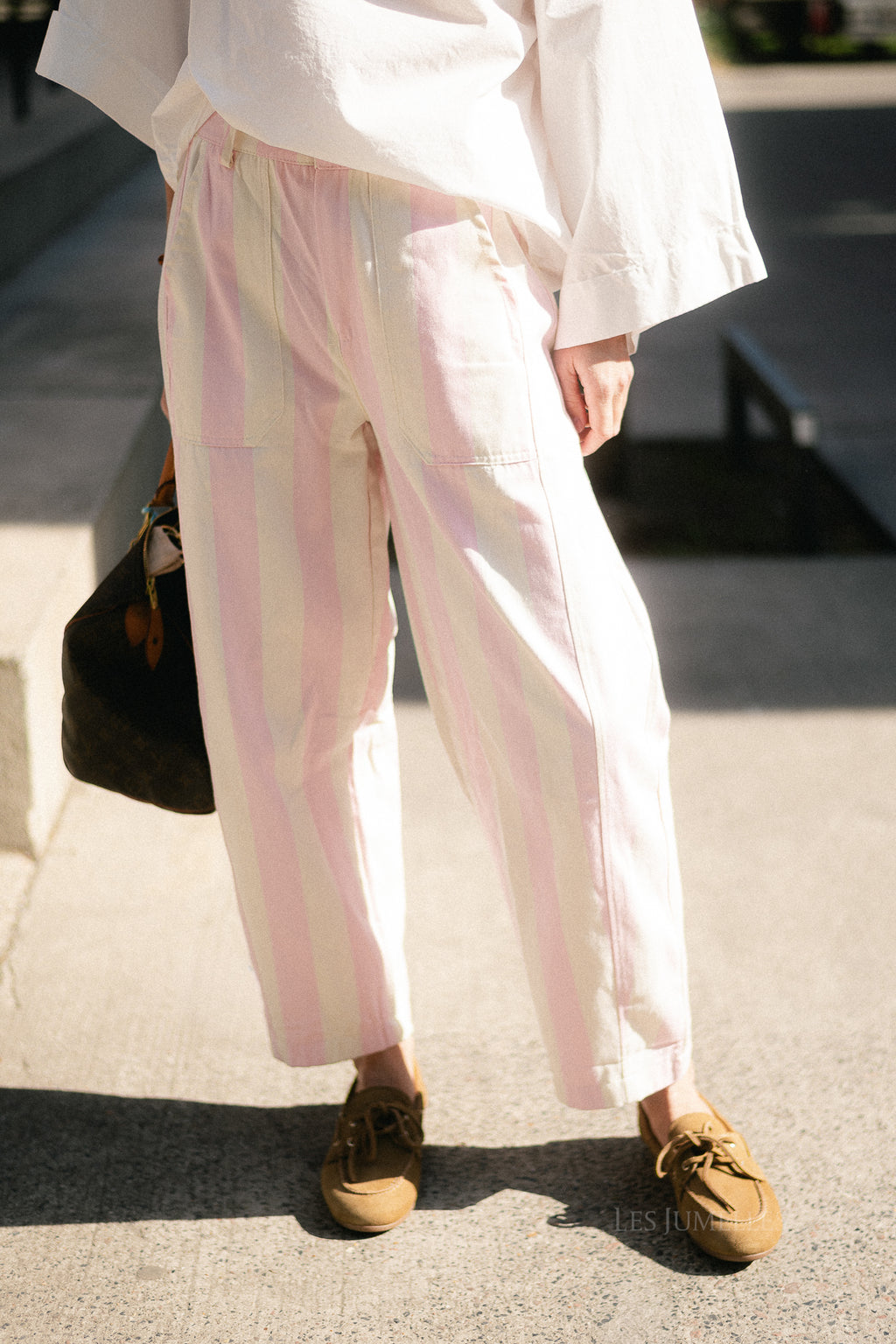 Maude striped pants pink/ecru