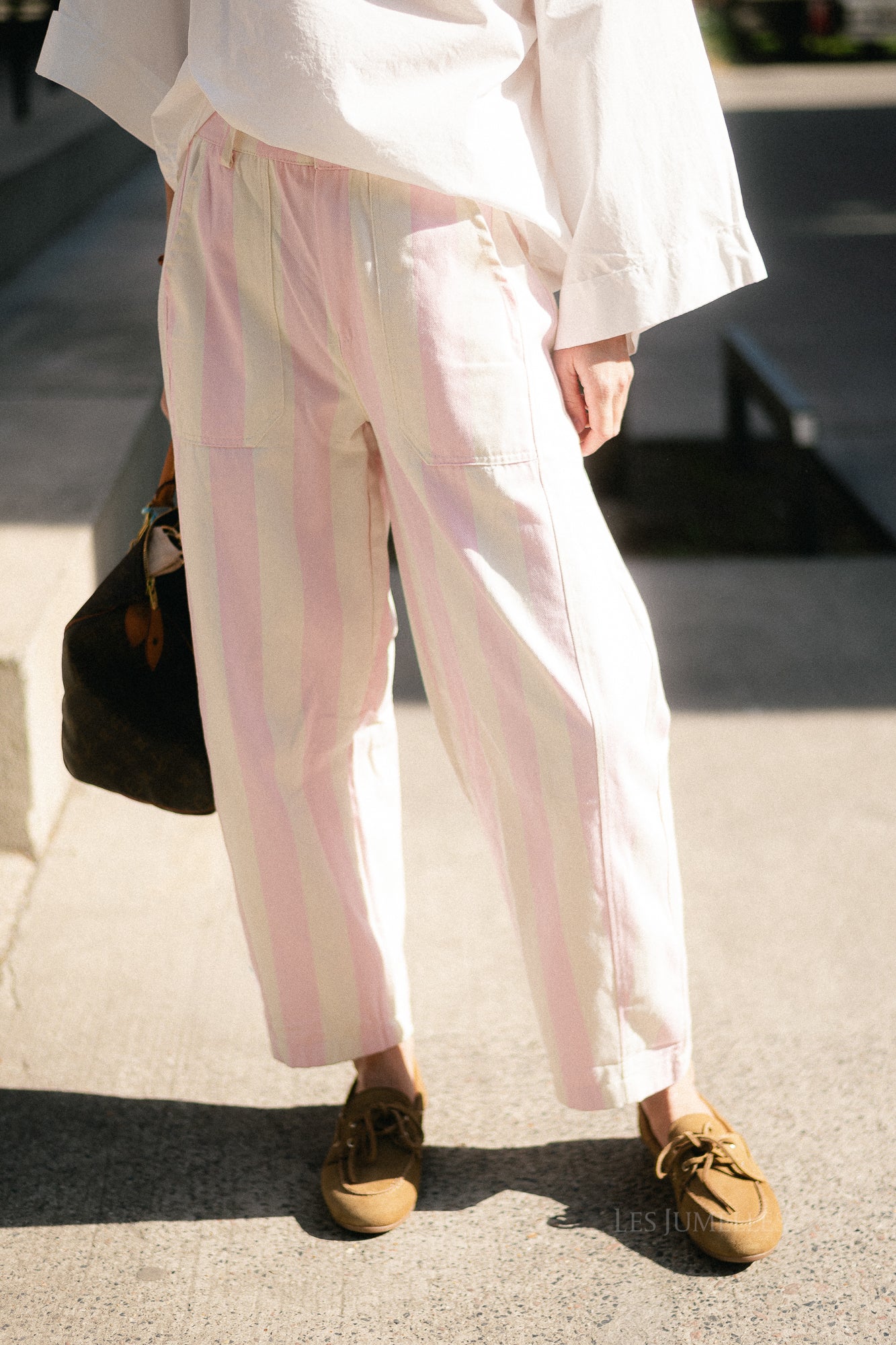 Maude striped pants pink/ecru