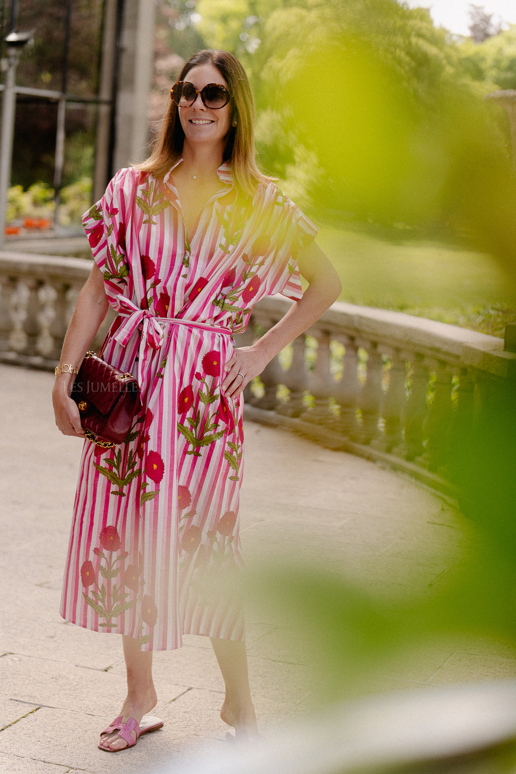 Holly Maxikleid mit pinken Streifen