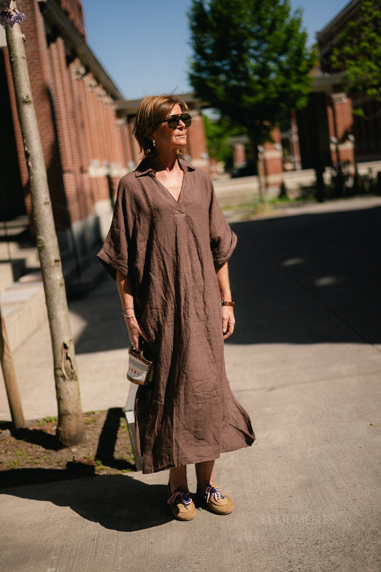 Isabeau linen maxi dress hot chocolate