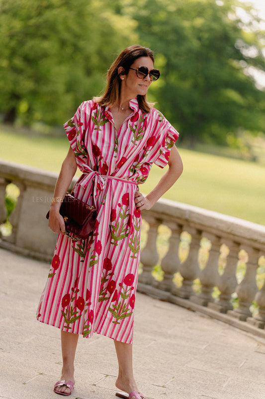 Les Jumelles Holly maxi dress pink stripes