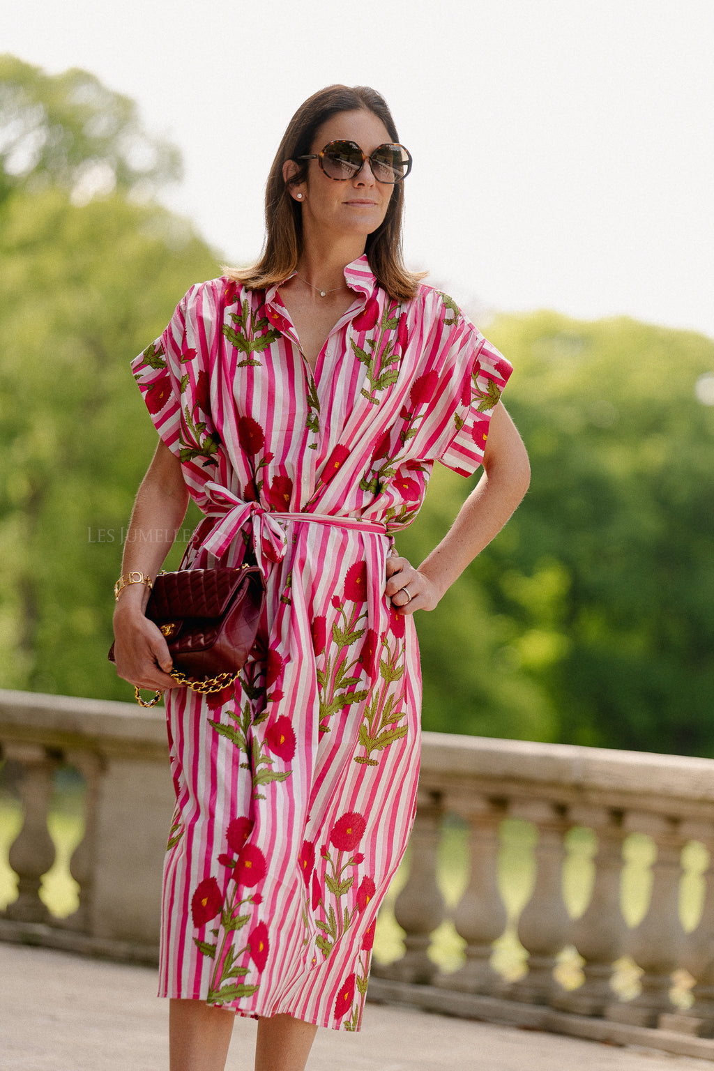 Holly Maxikleid mit pinken Streifen