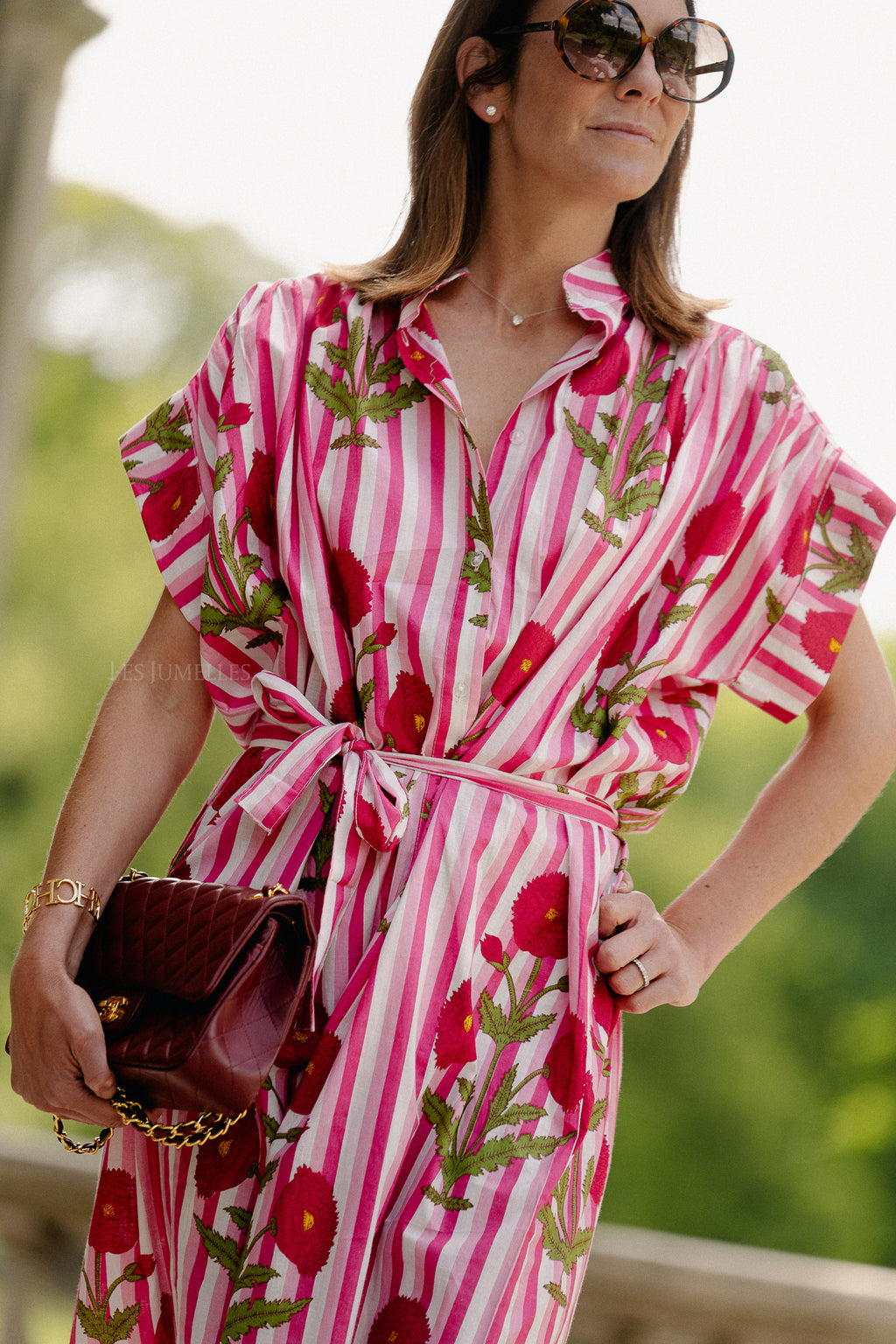 Holly Maxikleid mit pinken Streifen