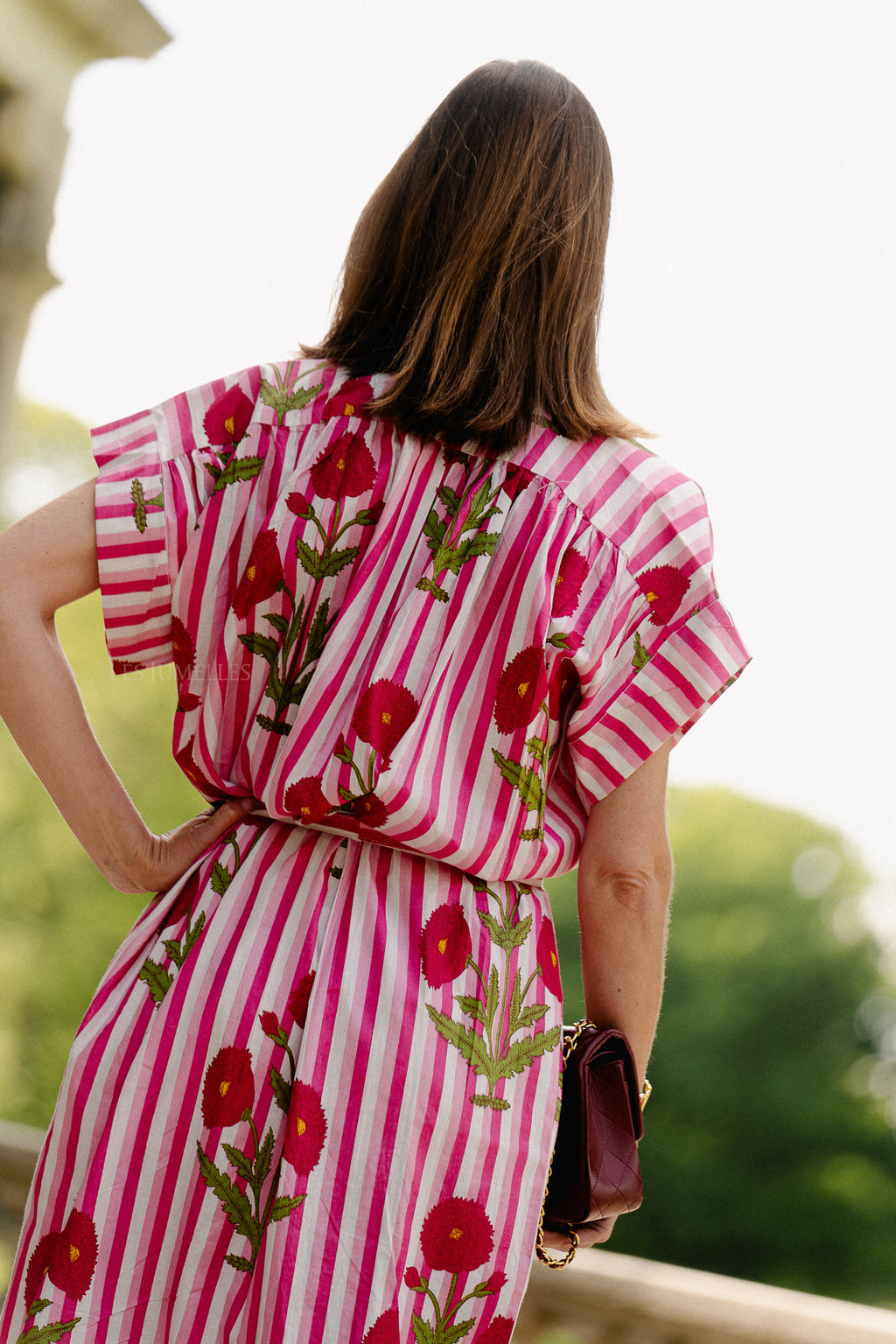 Holly Maxikleid mit pinken Streifen