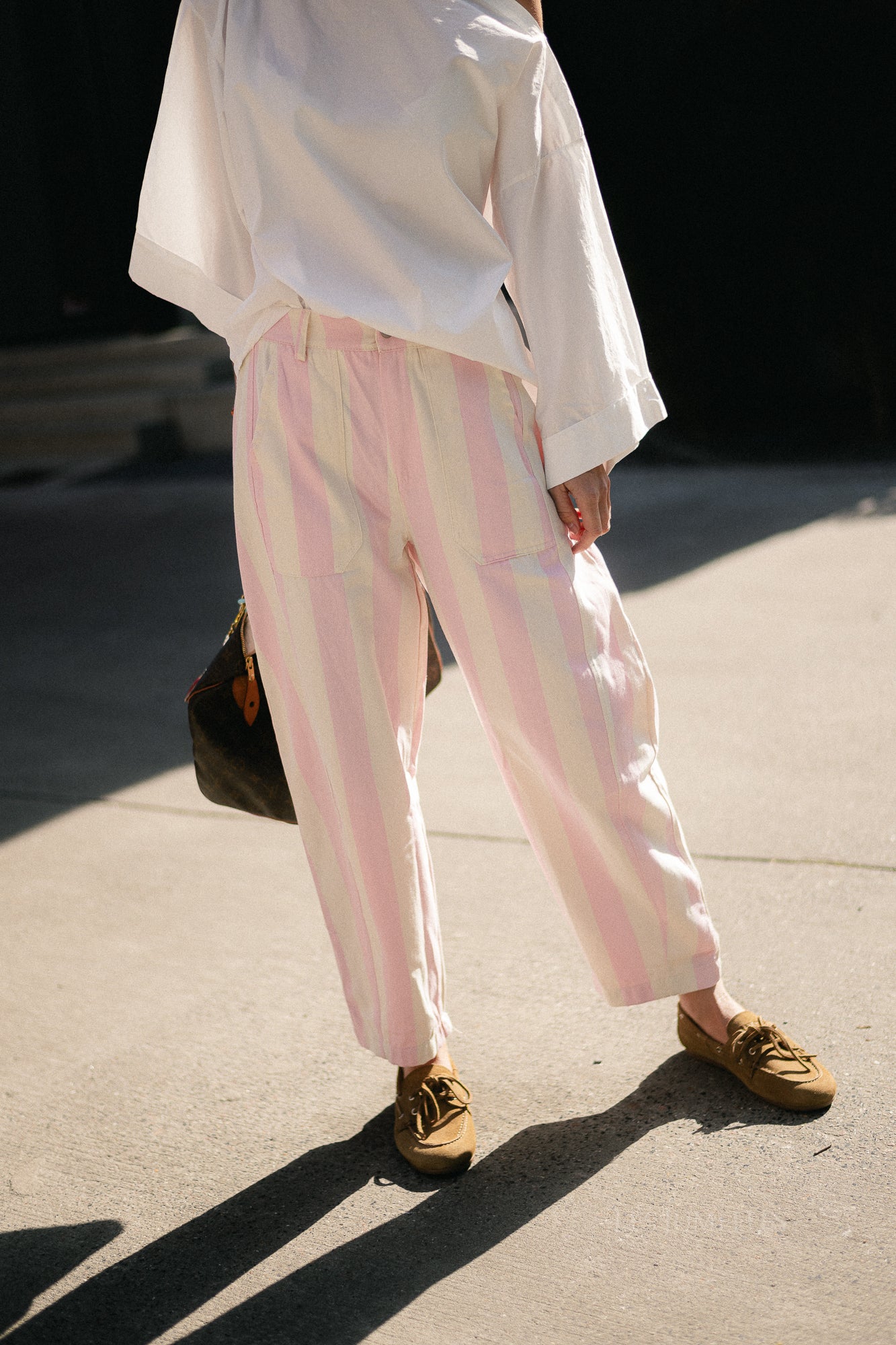 Maude striped pants pink/ecru