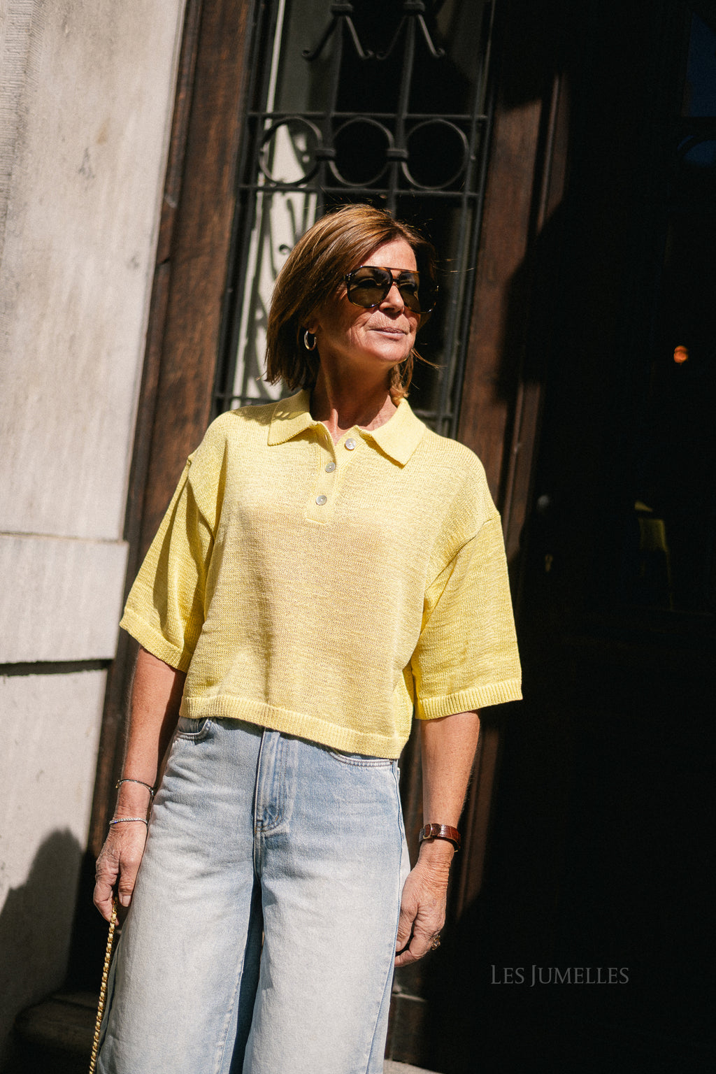 Anaya knit polo lemon meringue