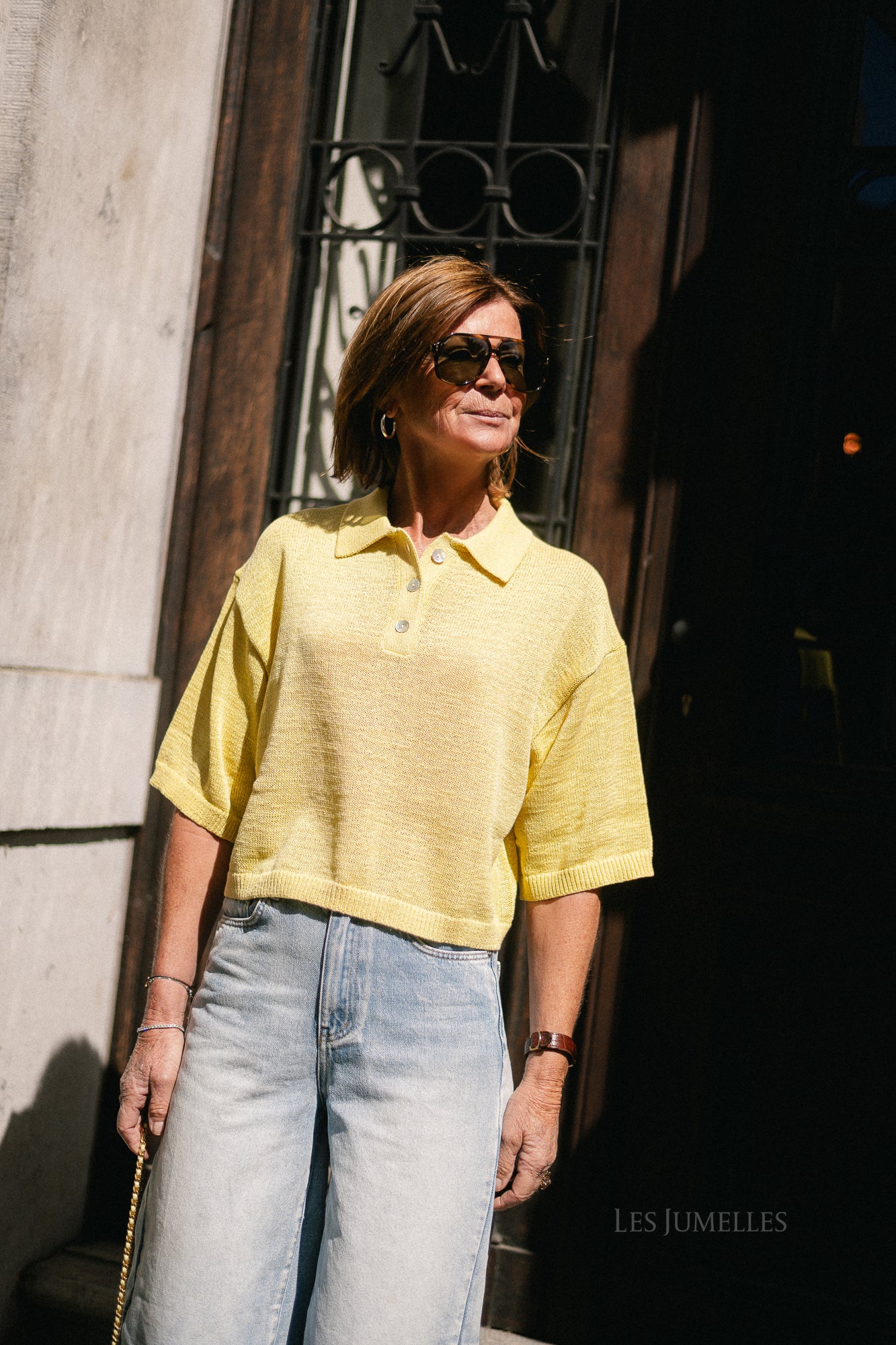 Anaya knit polo lemon meringue
