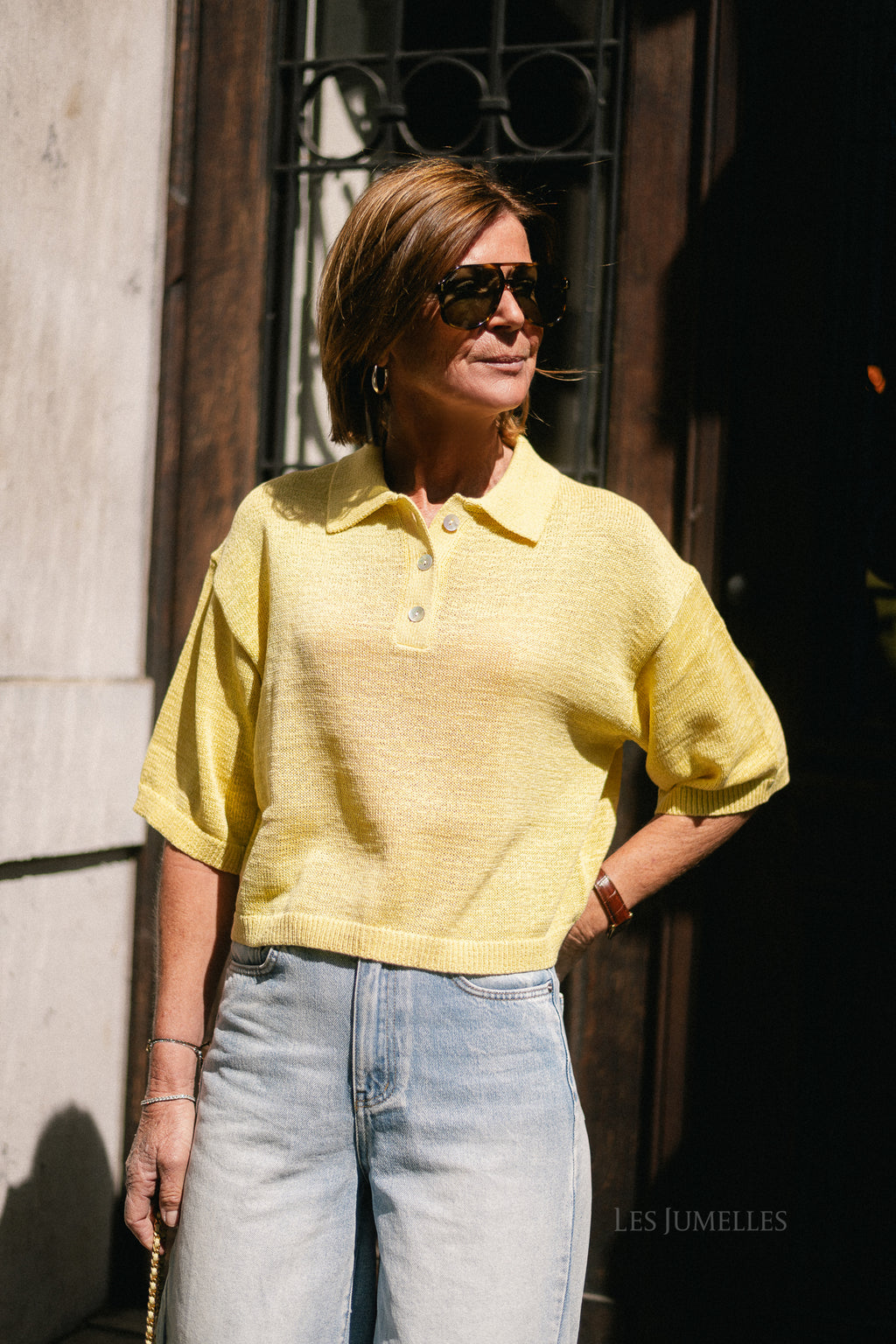 Anaya knit polo lemon meringue