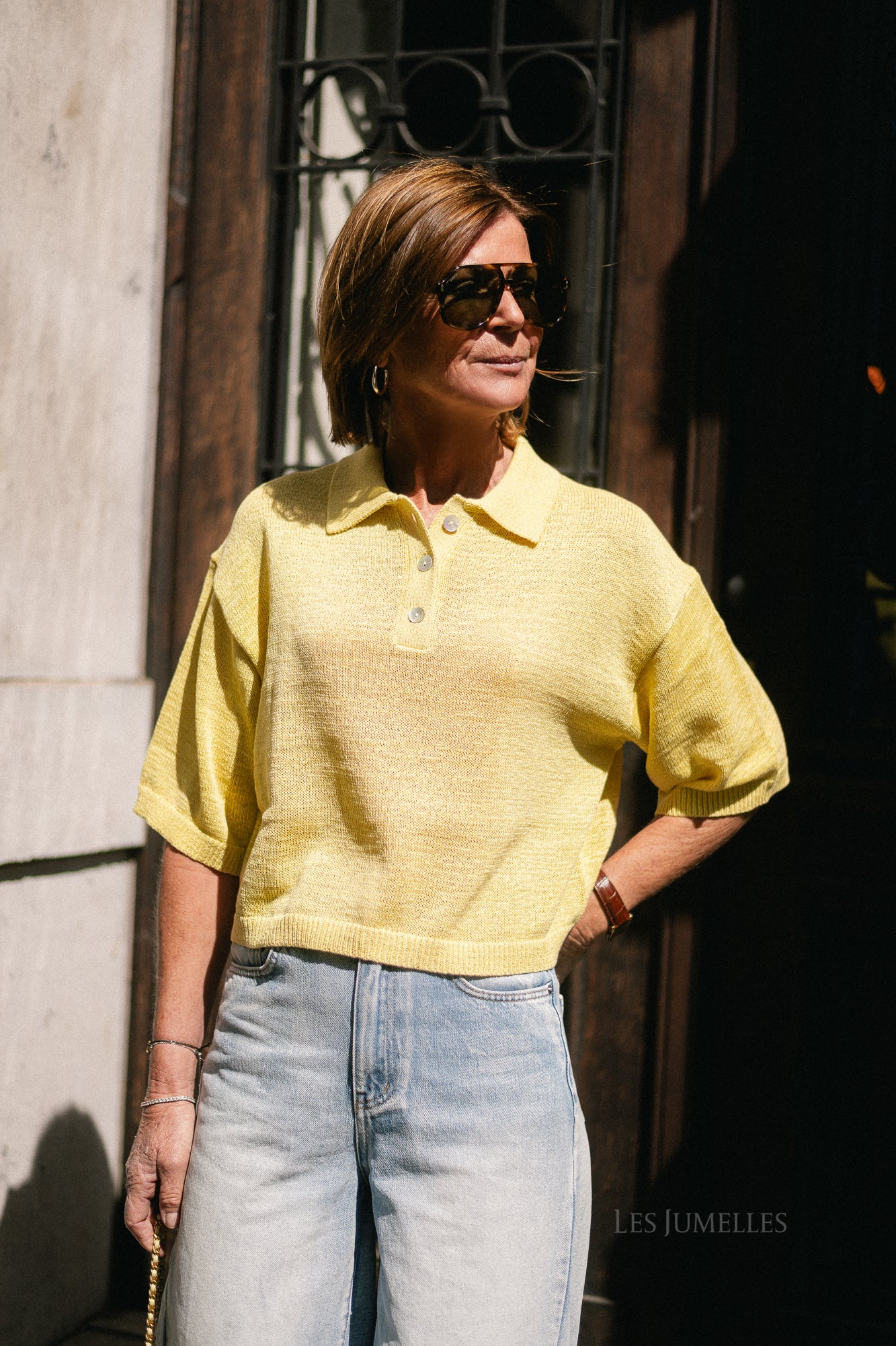 Anaya knit polo lemon meringue