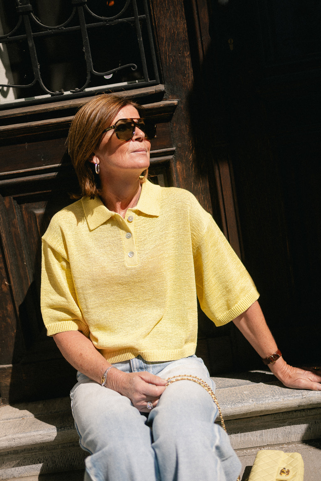 Anaya knit polo lemon meringue