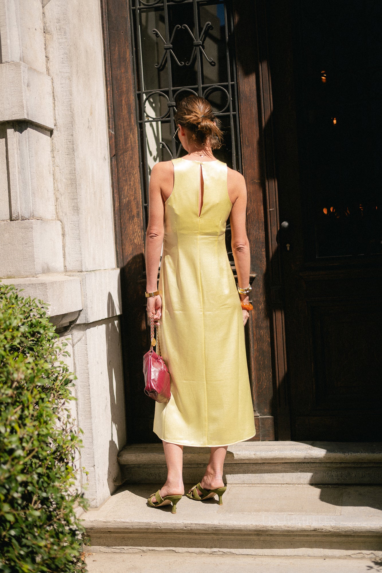 YASOrchida satin long dress anise flower