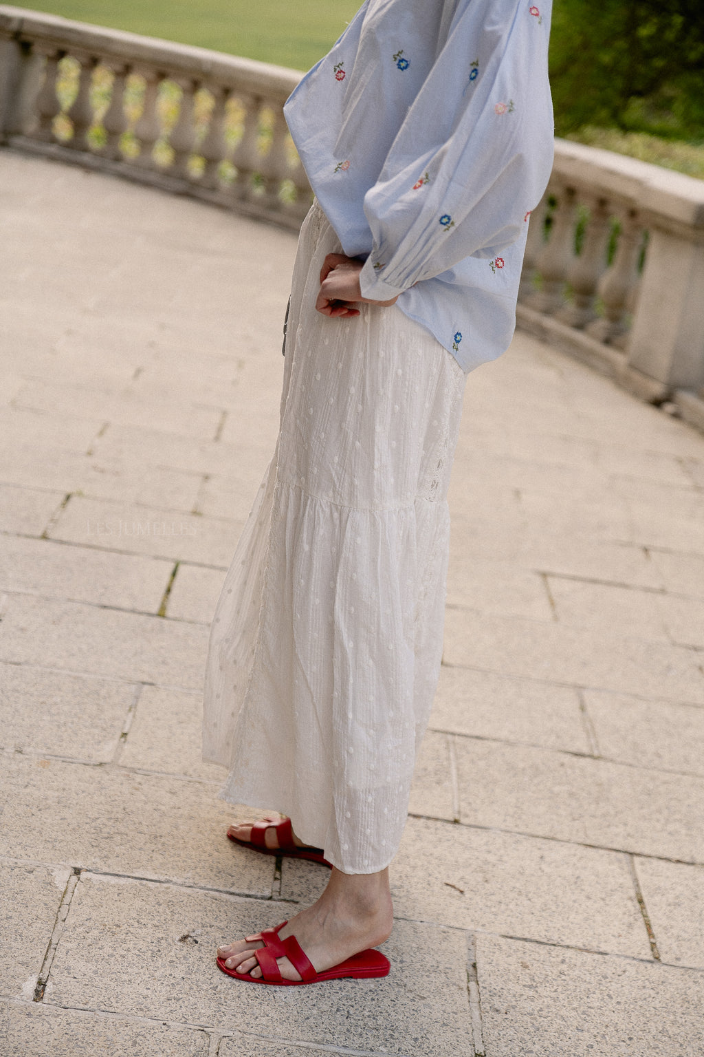 YASThia HW ankle skirt star white