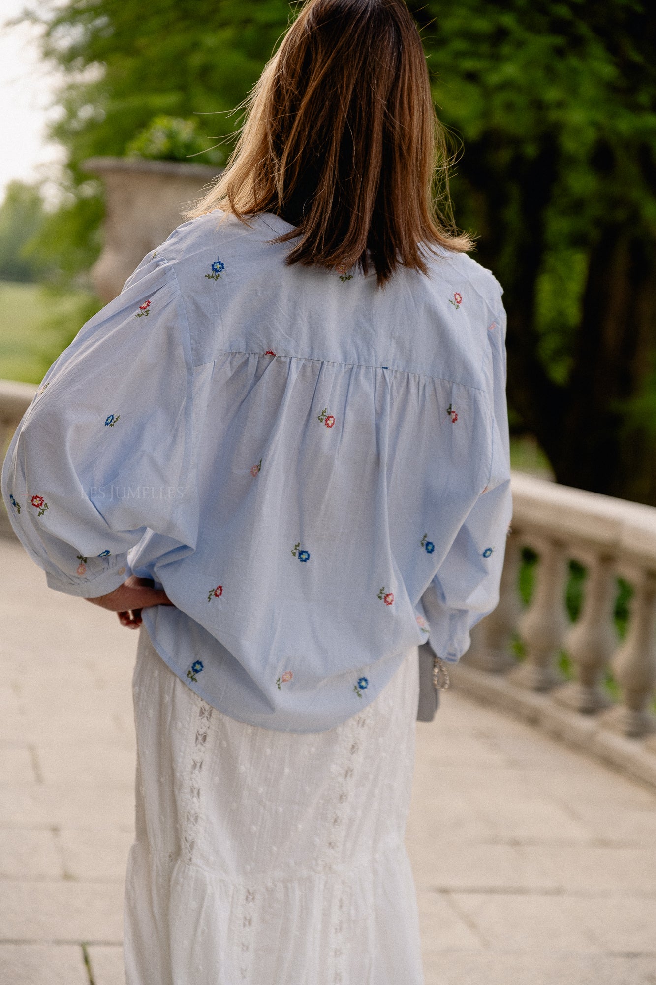 Gaby embroidered blouse baby blue
