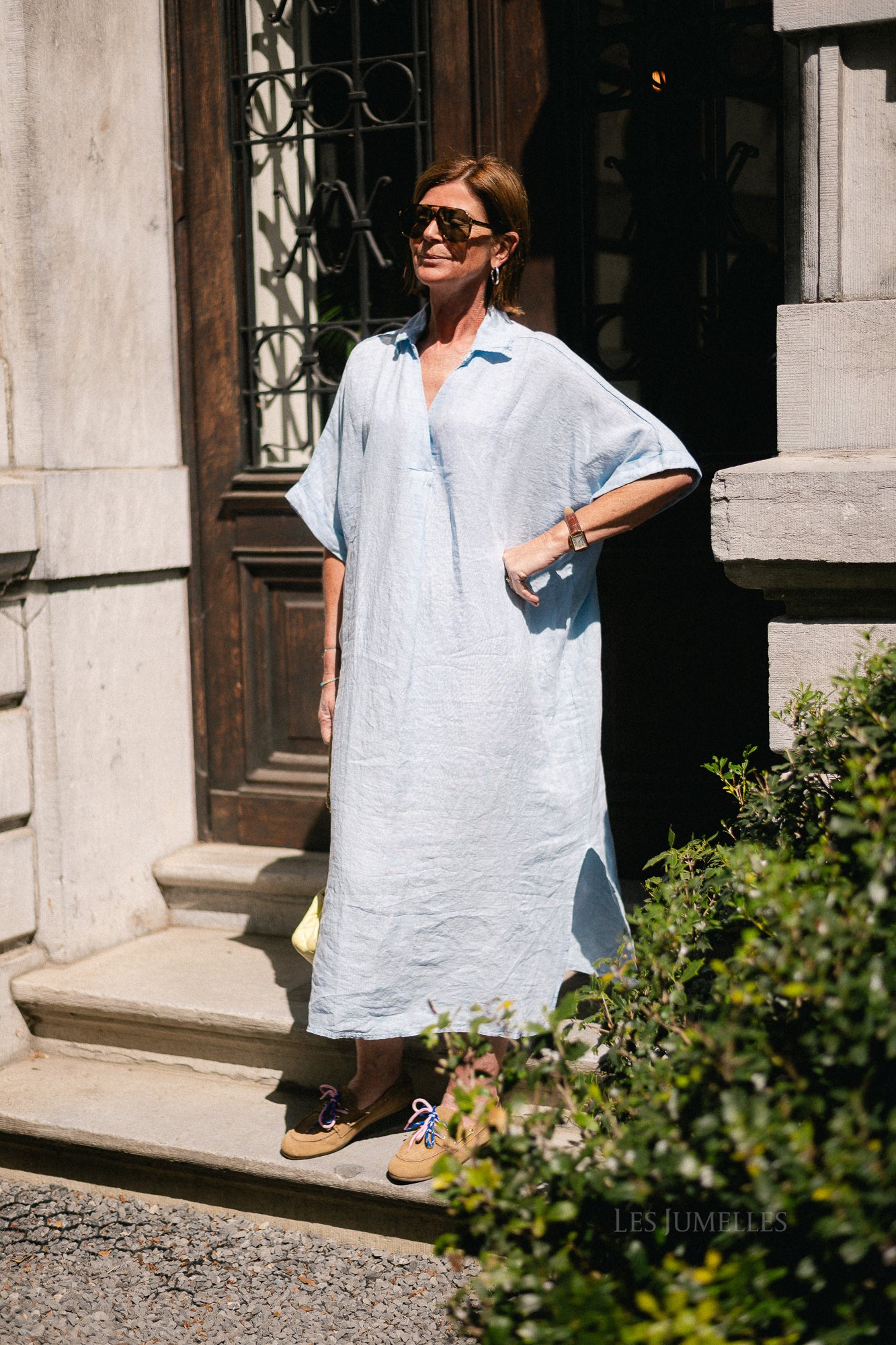 Isabeau linen maxi dress sky blue