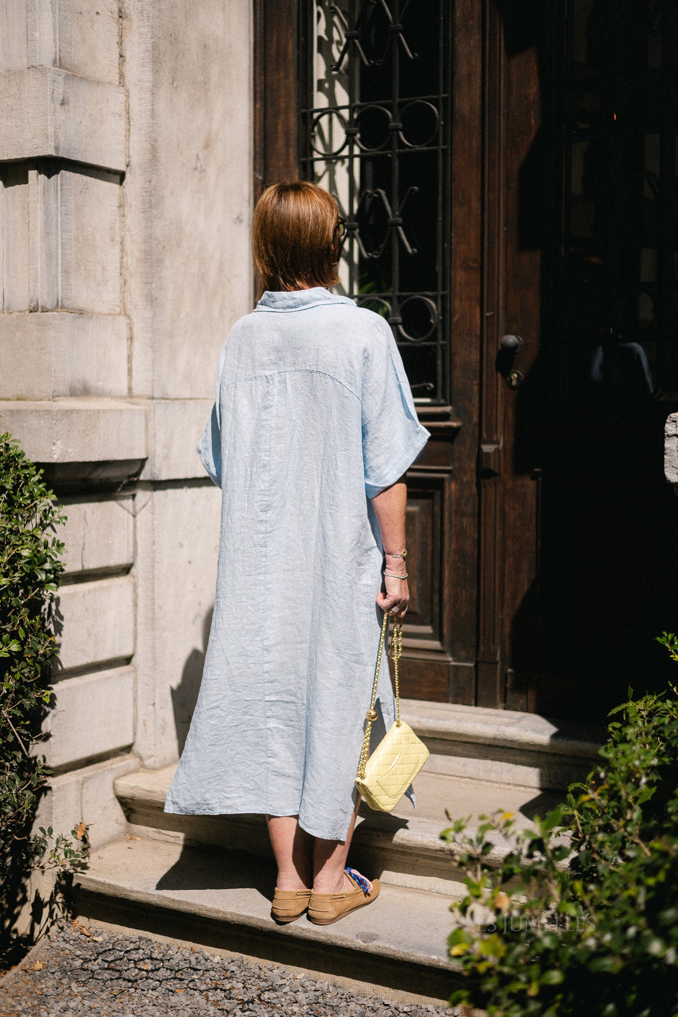 Isabeau linen maxi dress sky blue
