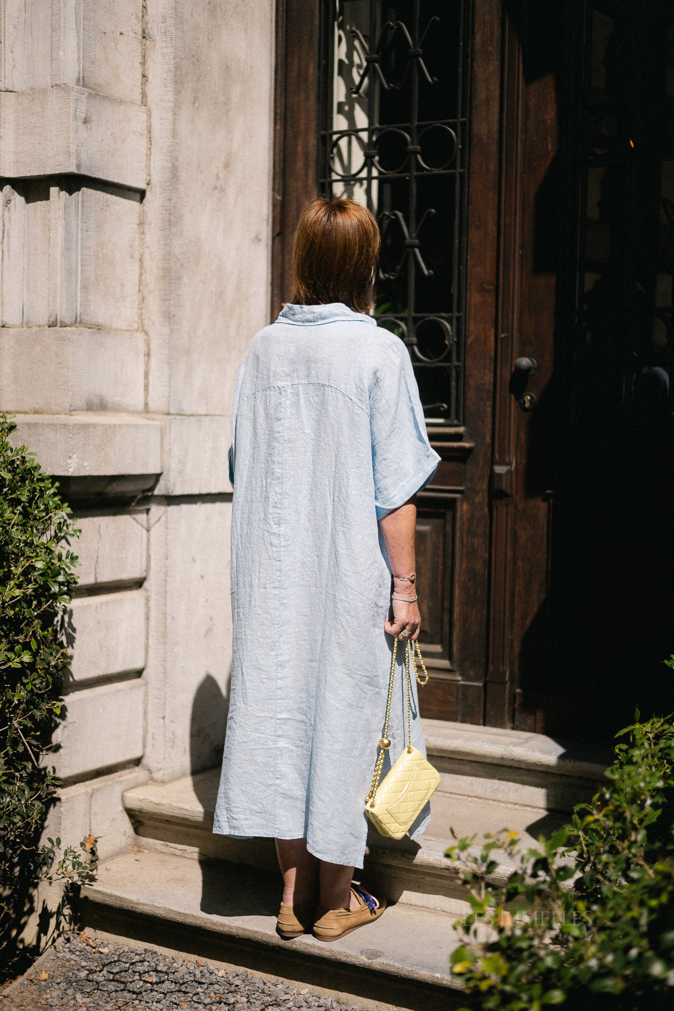 Isabeau linen maxi dress sky blue