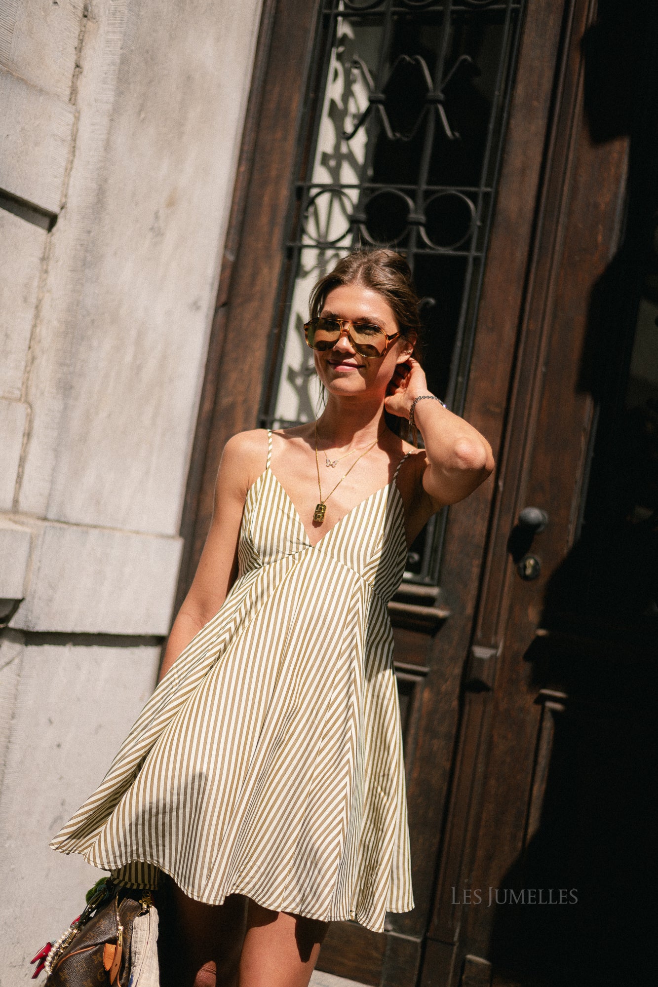 Adeline dress kangaroo + papyrus stripe