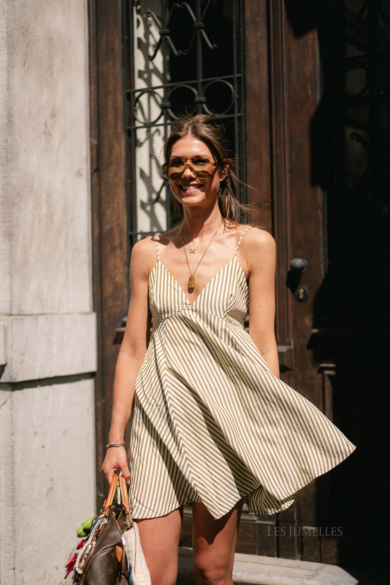 Adeline dress kangaroo + papyrus stripe