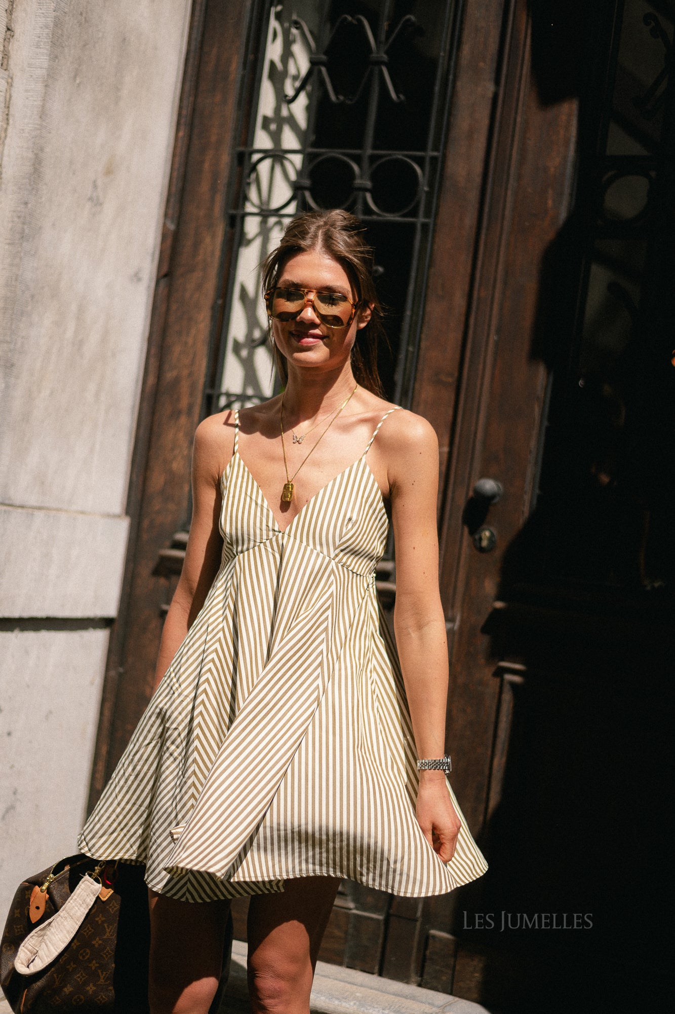 Adeline dress kangaroo + papyrus stripe