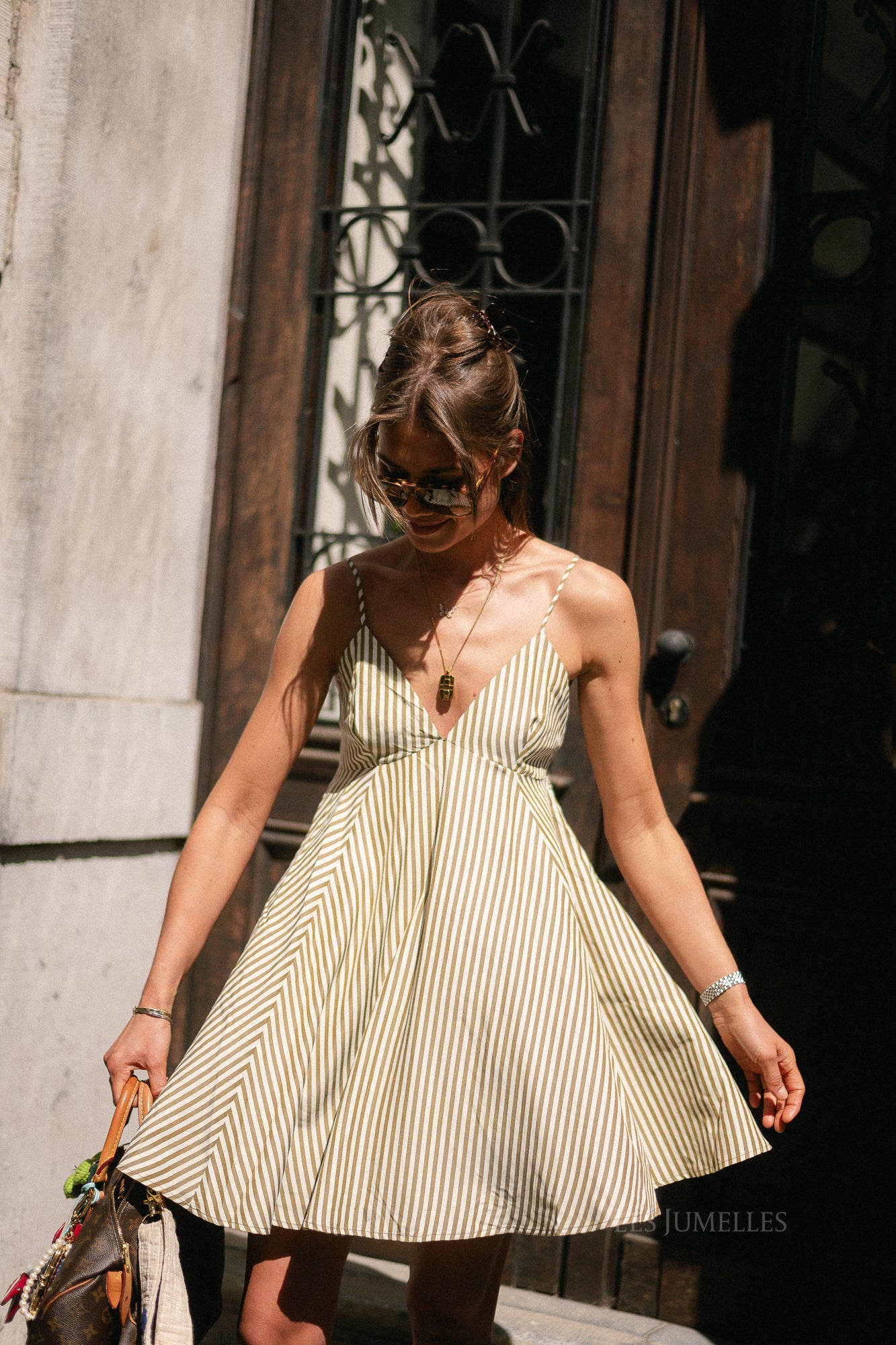 Adeline dress kangaroo + papyrus stripe