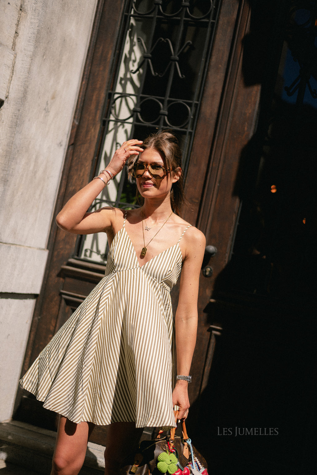 Adeline dress kangaroo + papyrus stripe