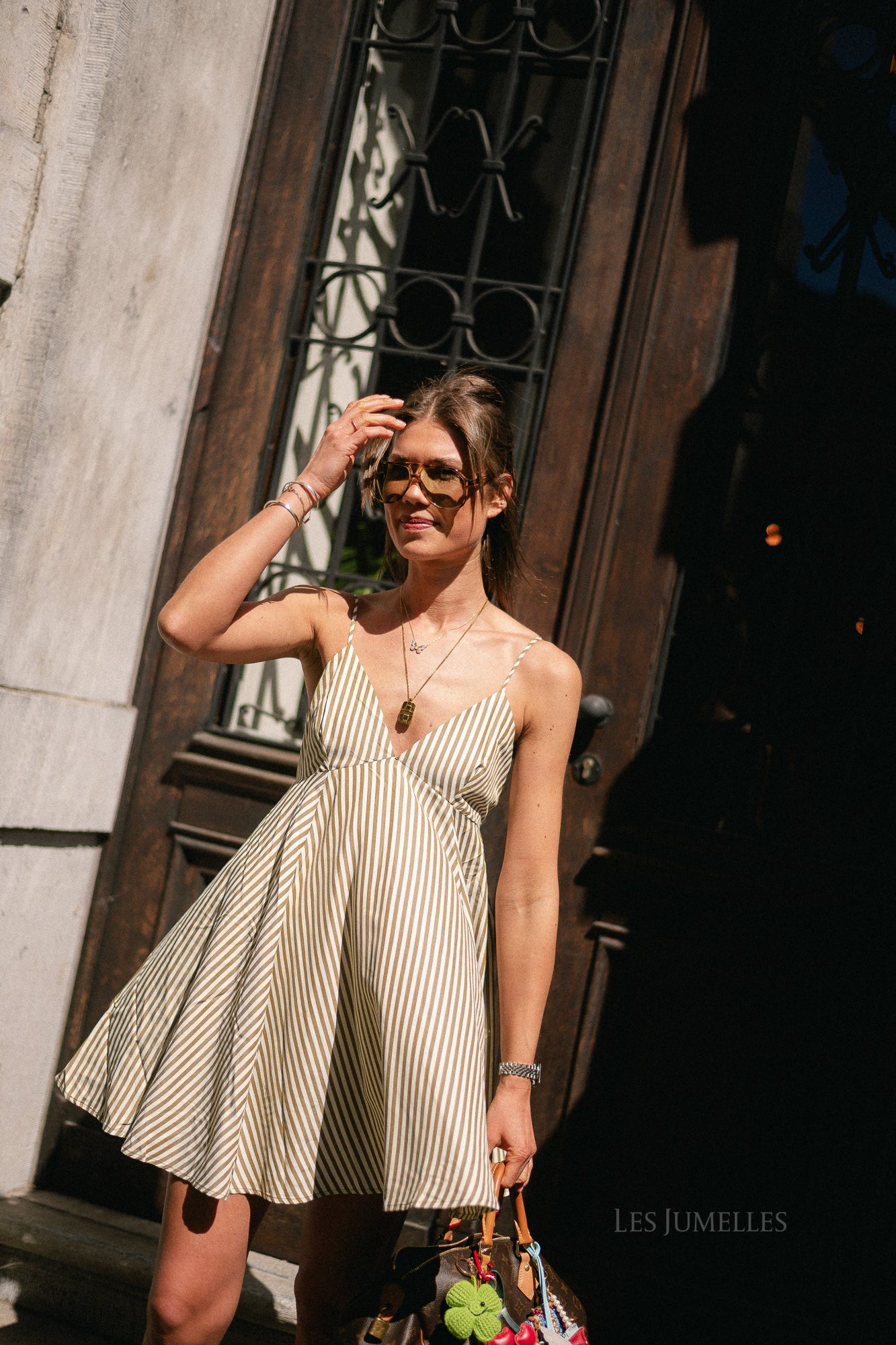 Adeline dress kangaroo + papyrus stripe