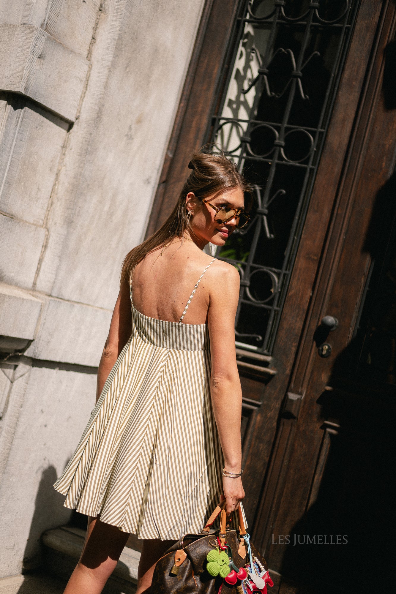 Adeline dress kangaroo + papyrus stripe