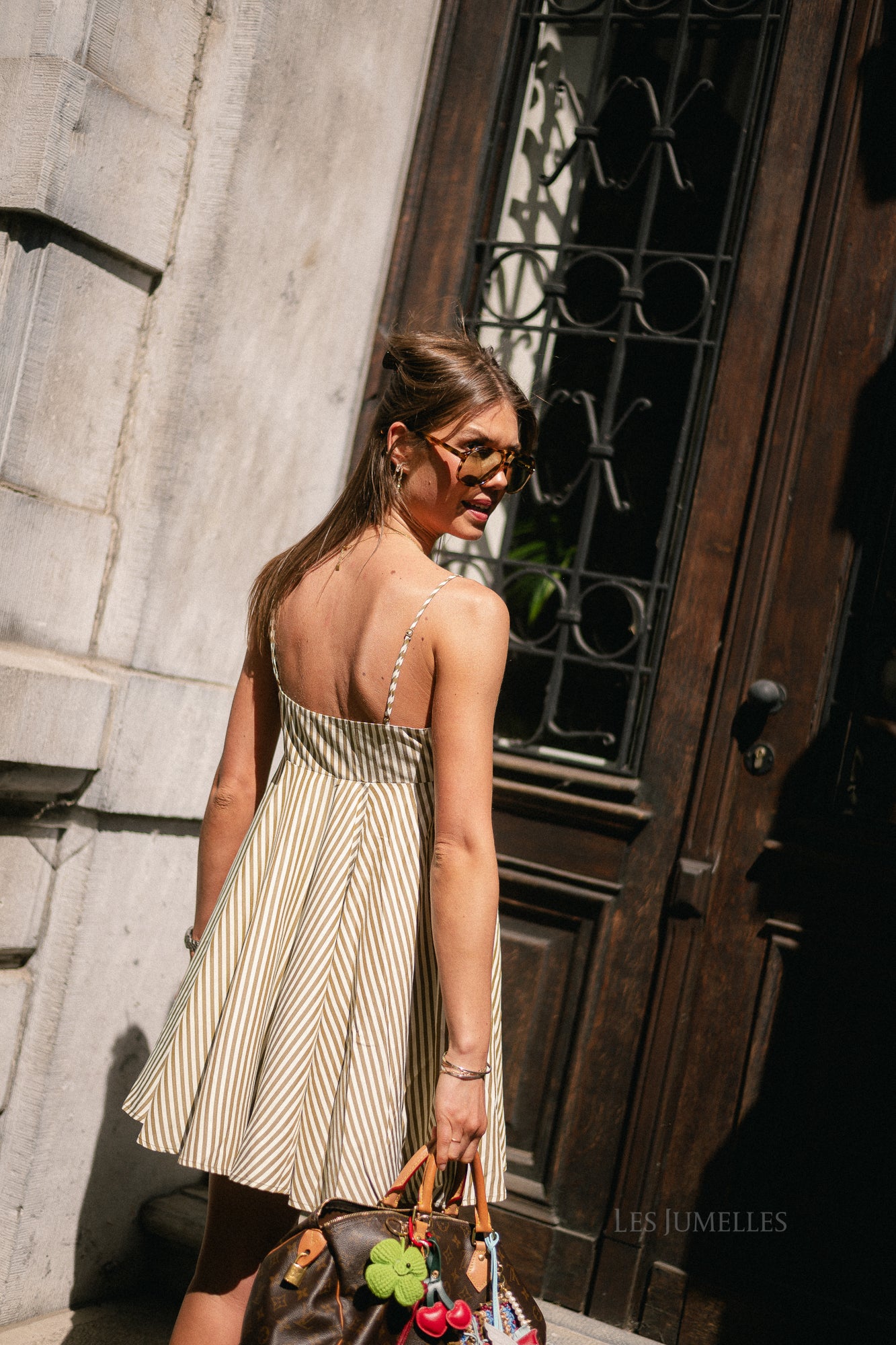 Adeline dress kangaroo + papyrus stripe