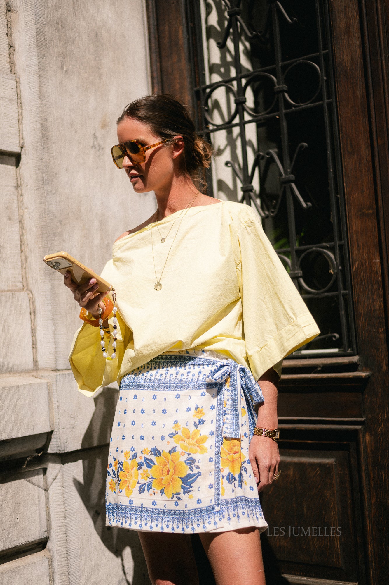 Kensi floral wrap skort blue/yellow