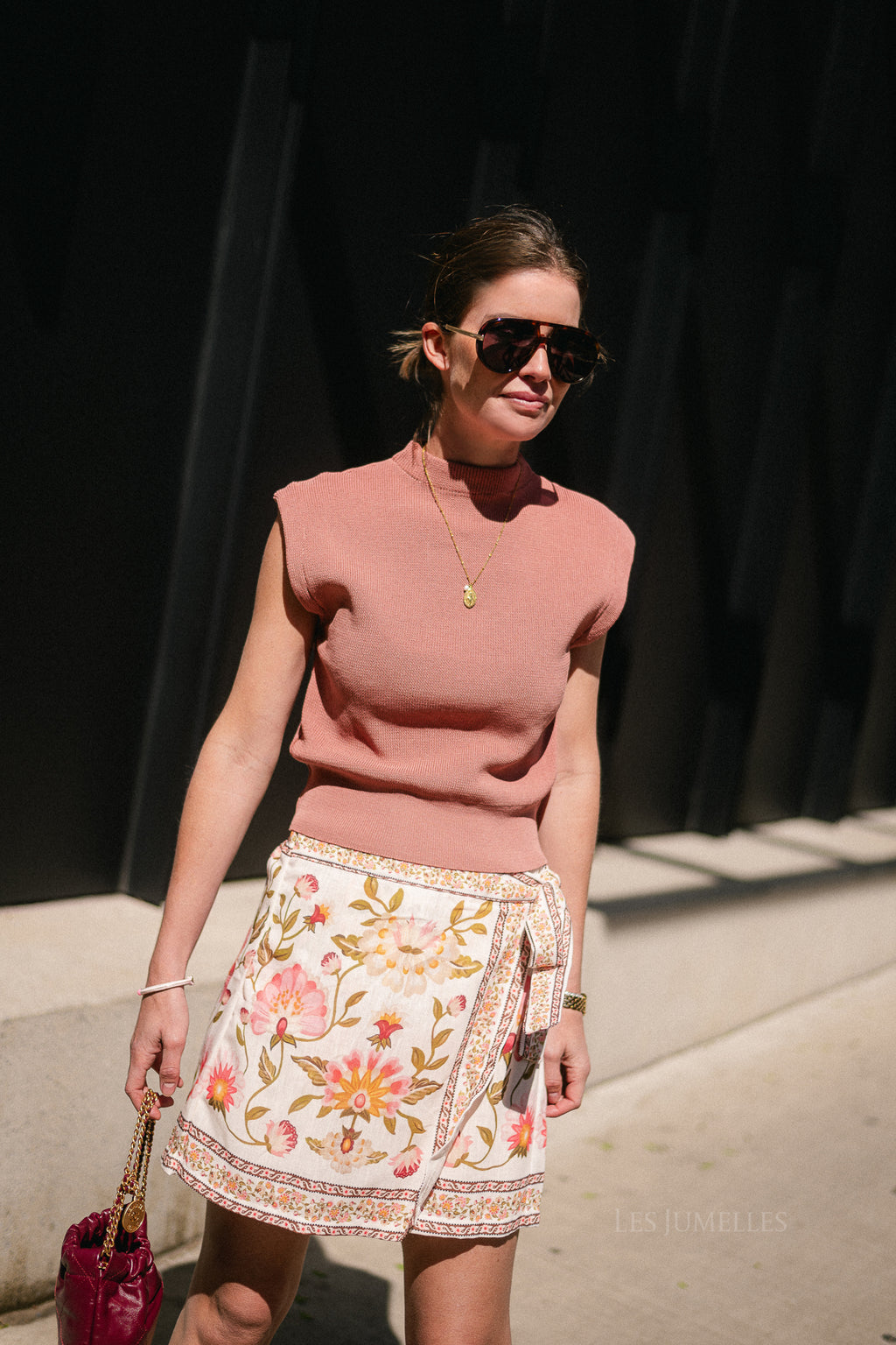 Kensi floral wrap skort pink/olive