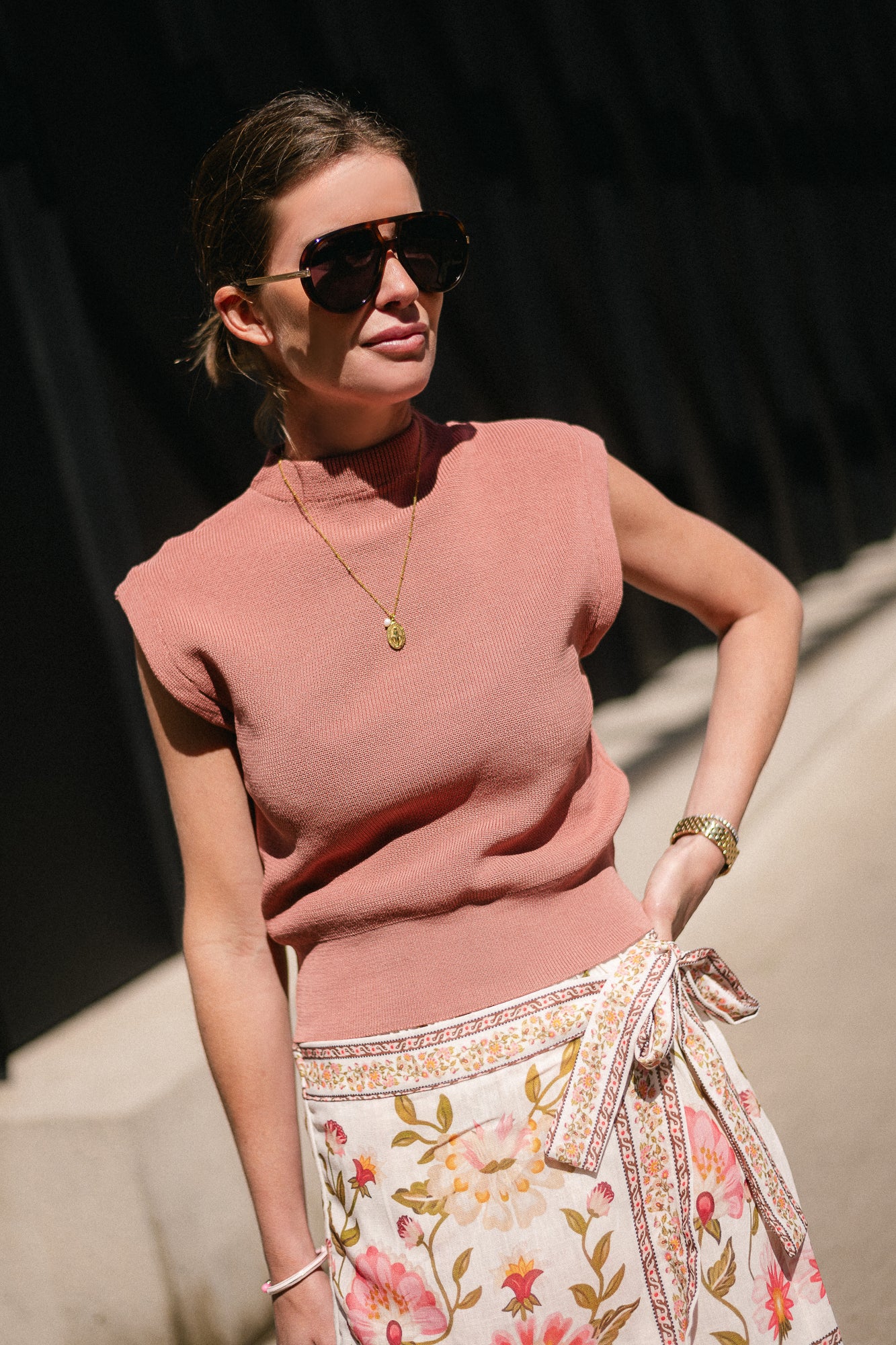 Ines SL knitted top dusty rose