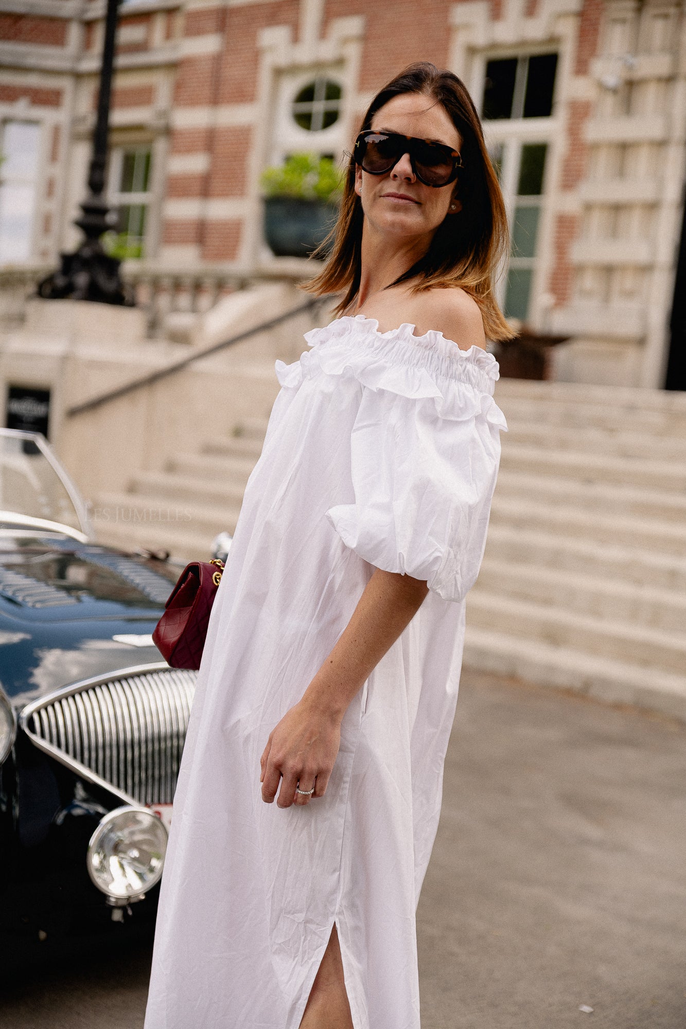 Eleonore off shoulder maxi dress white