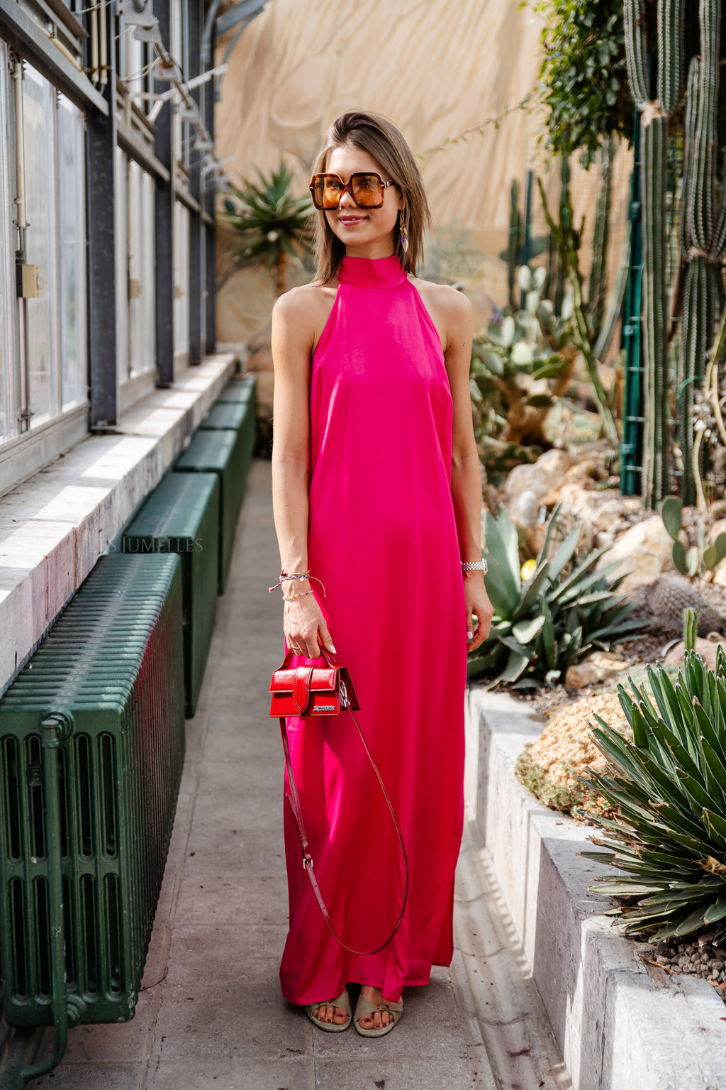 ViFlora S/L halterneck maxi dress cabaret