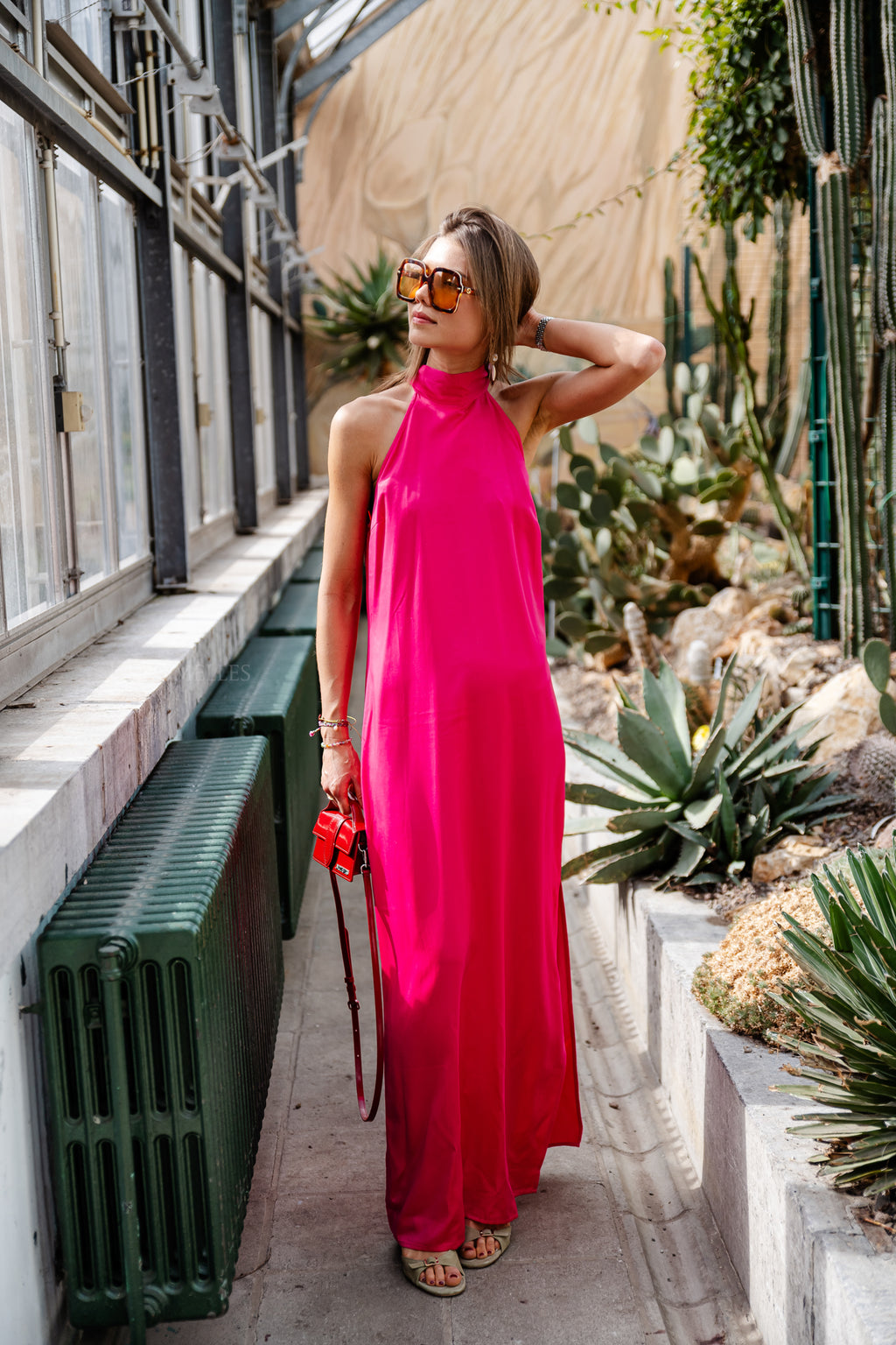 ViFlora S/L halterneck maxi dress cabaret