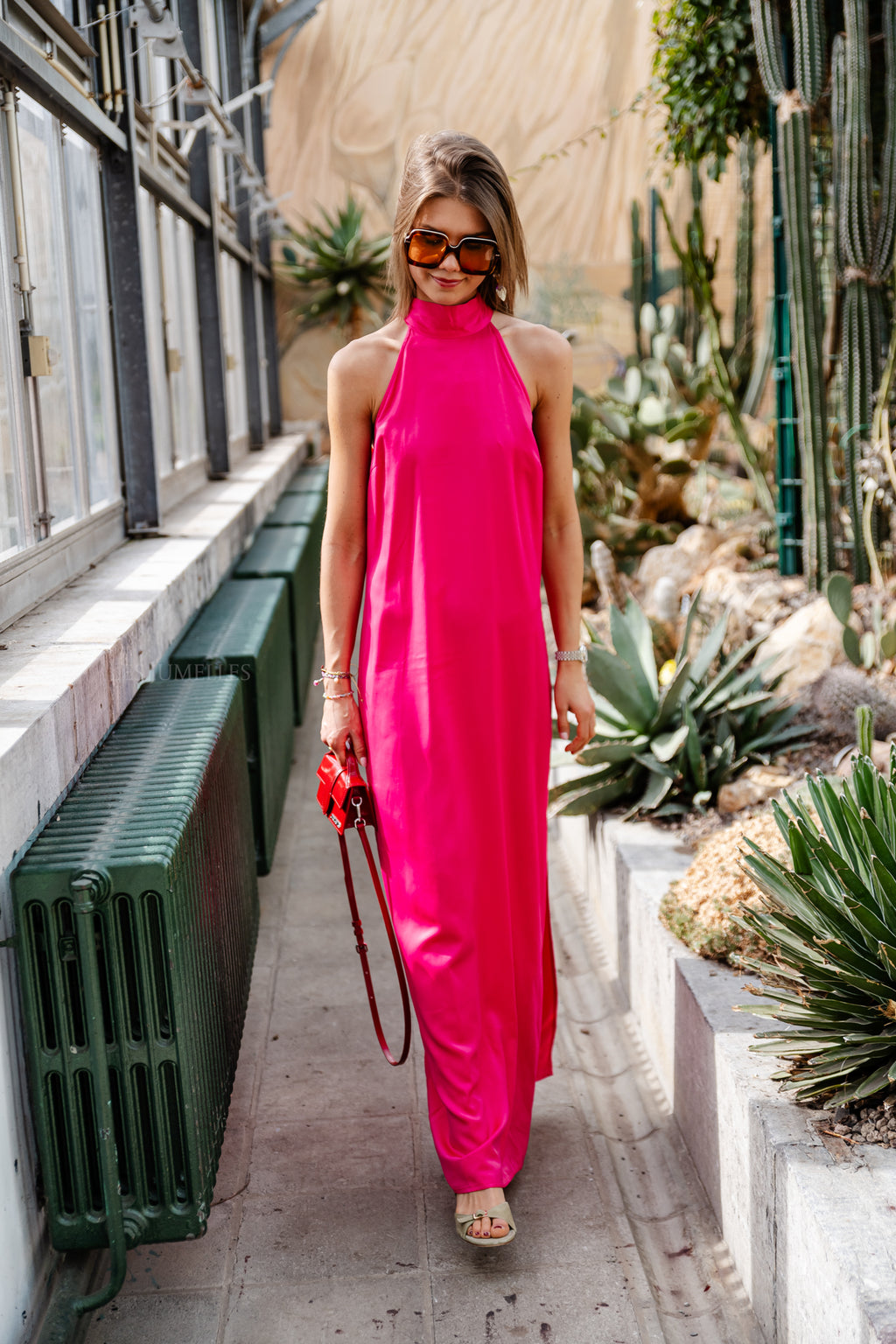 ViFlora S/L halterneck maxi dress cabaret