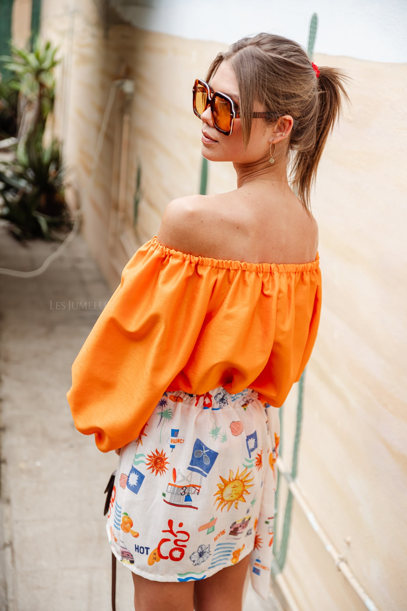 Ella off shoulder blouse orange