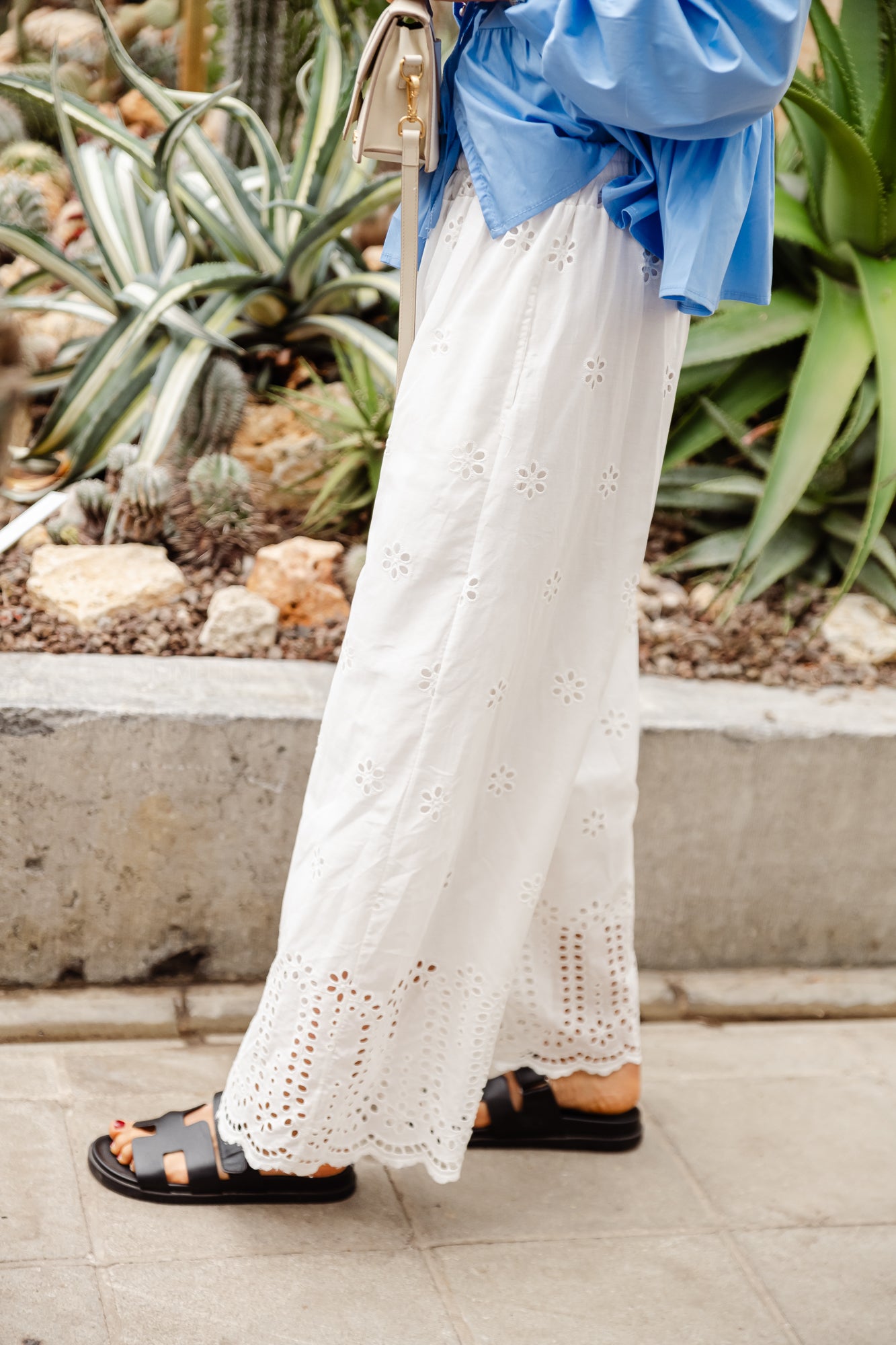 Ivy broderie pants off white