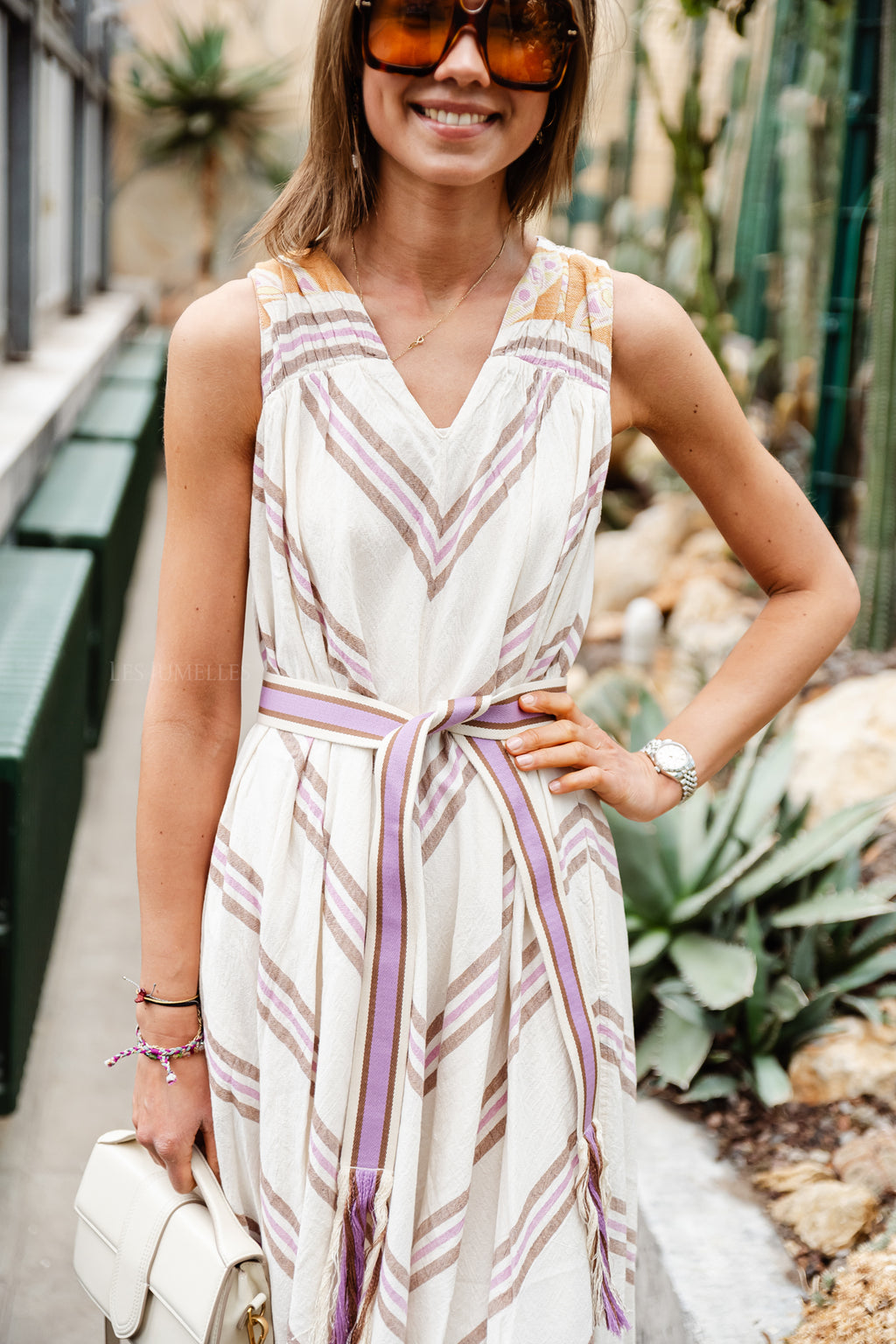 Nikol dress lilac stripes