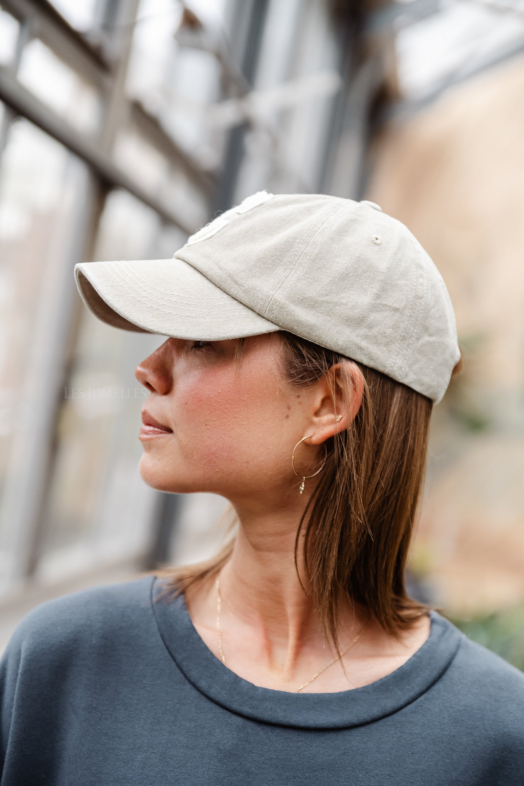 'C' Cap washed olive denim