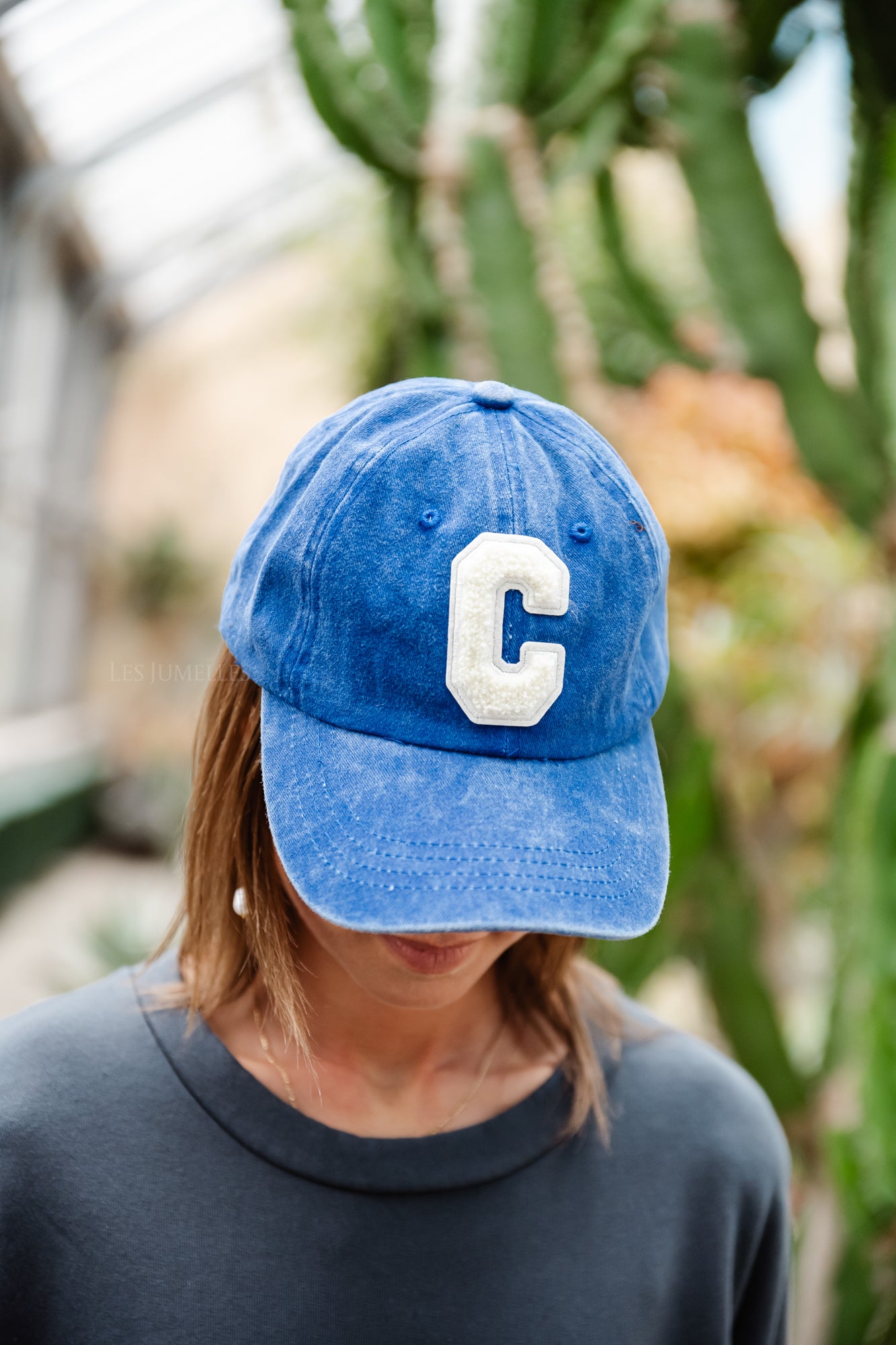 'C' Cap washed royal blue denim