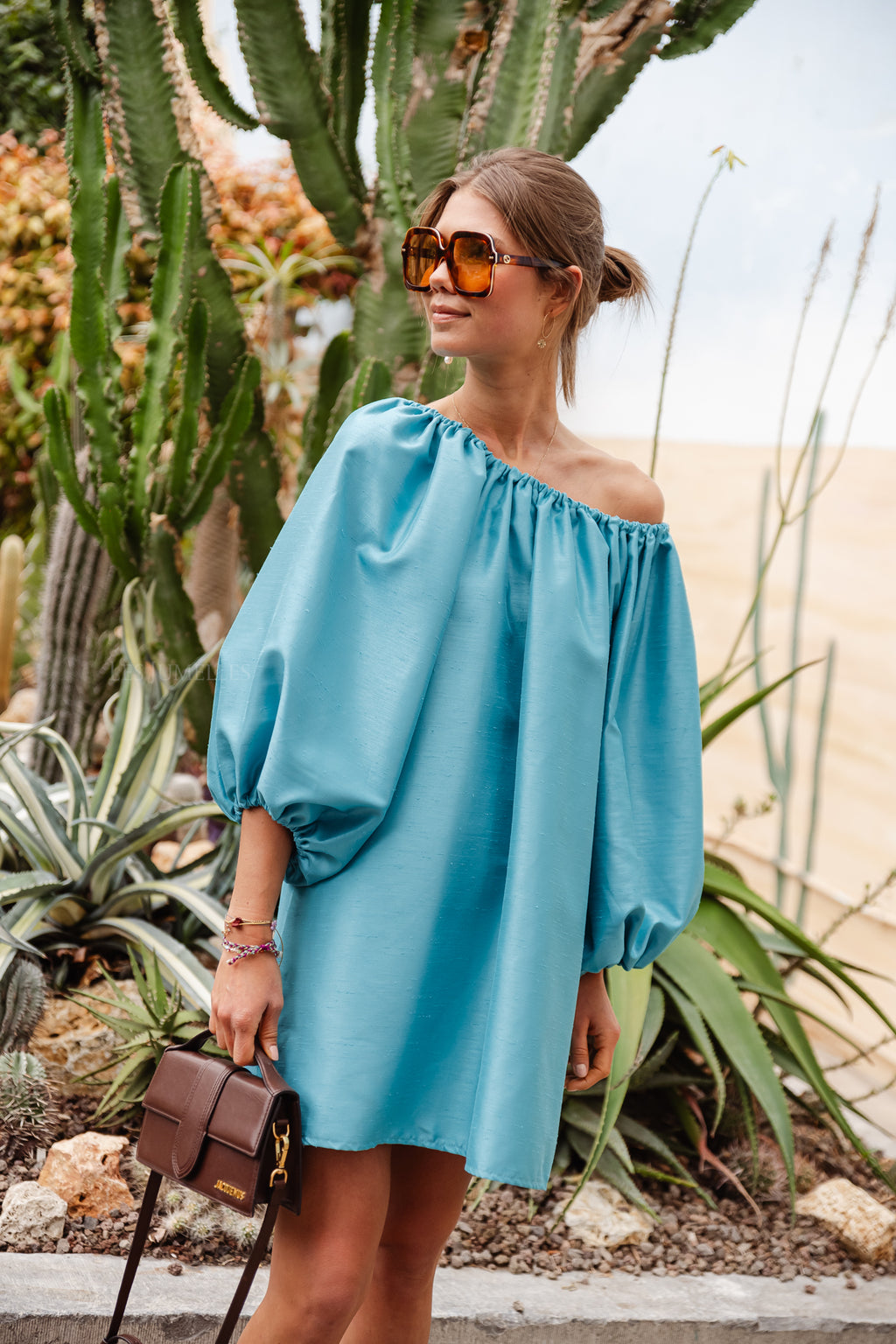 Ella off shoulder dress turquoise