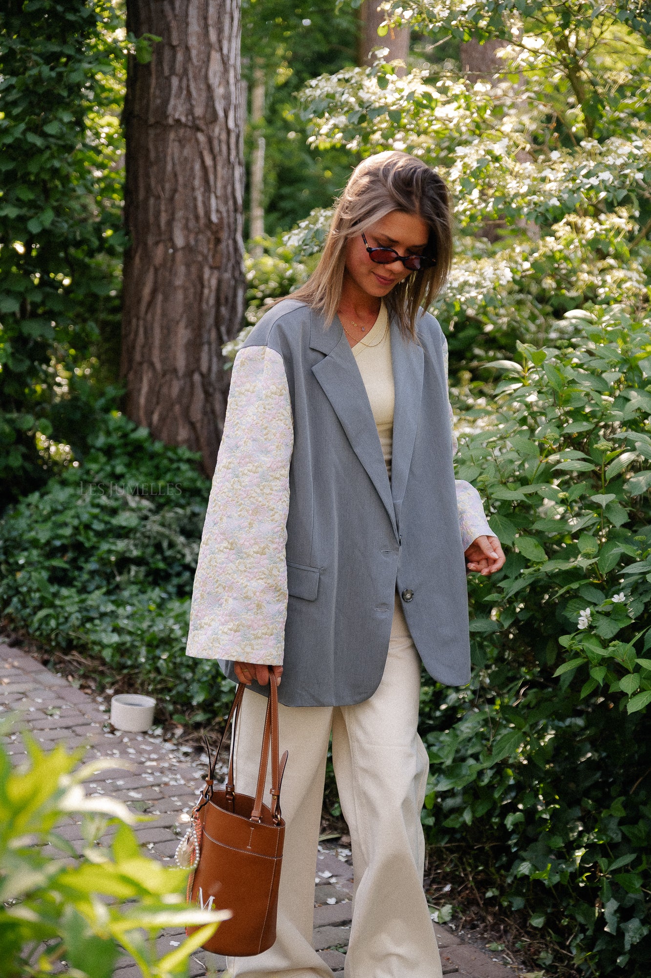 Madeline blazer grijs/botergeel