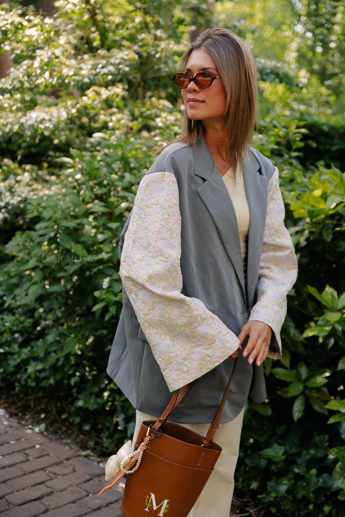 Madeline blazer grijs/botergeel