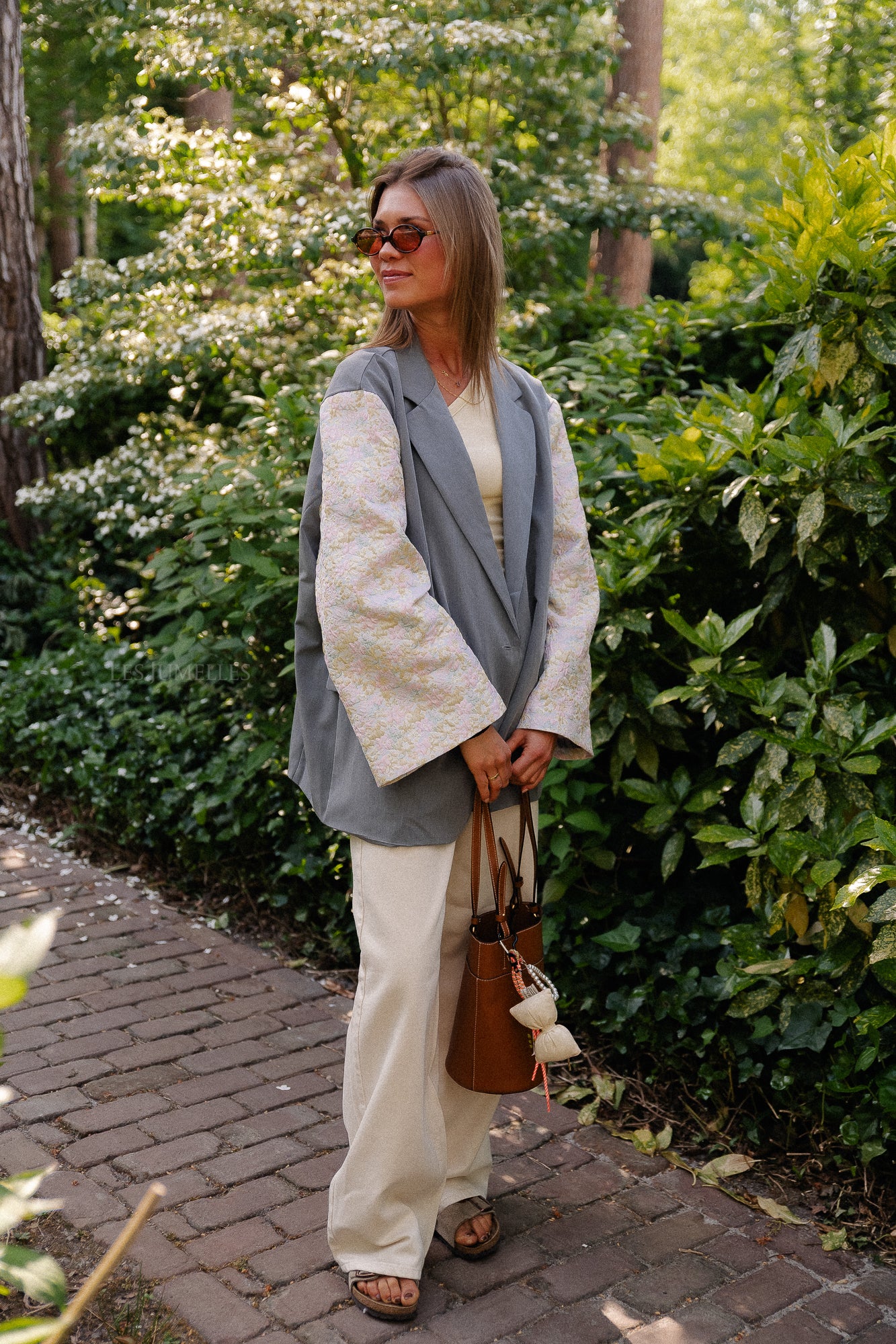 Madeline blazer grijs/botergeel