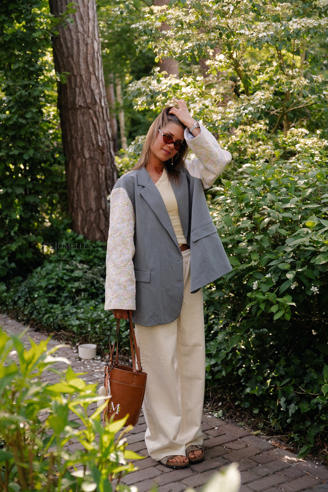 Madeline blazer grijs/botergeel
